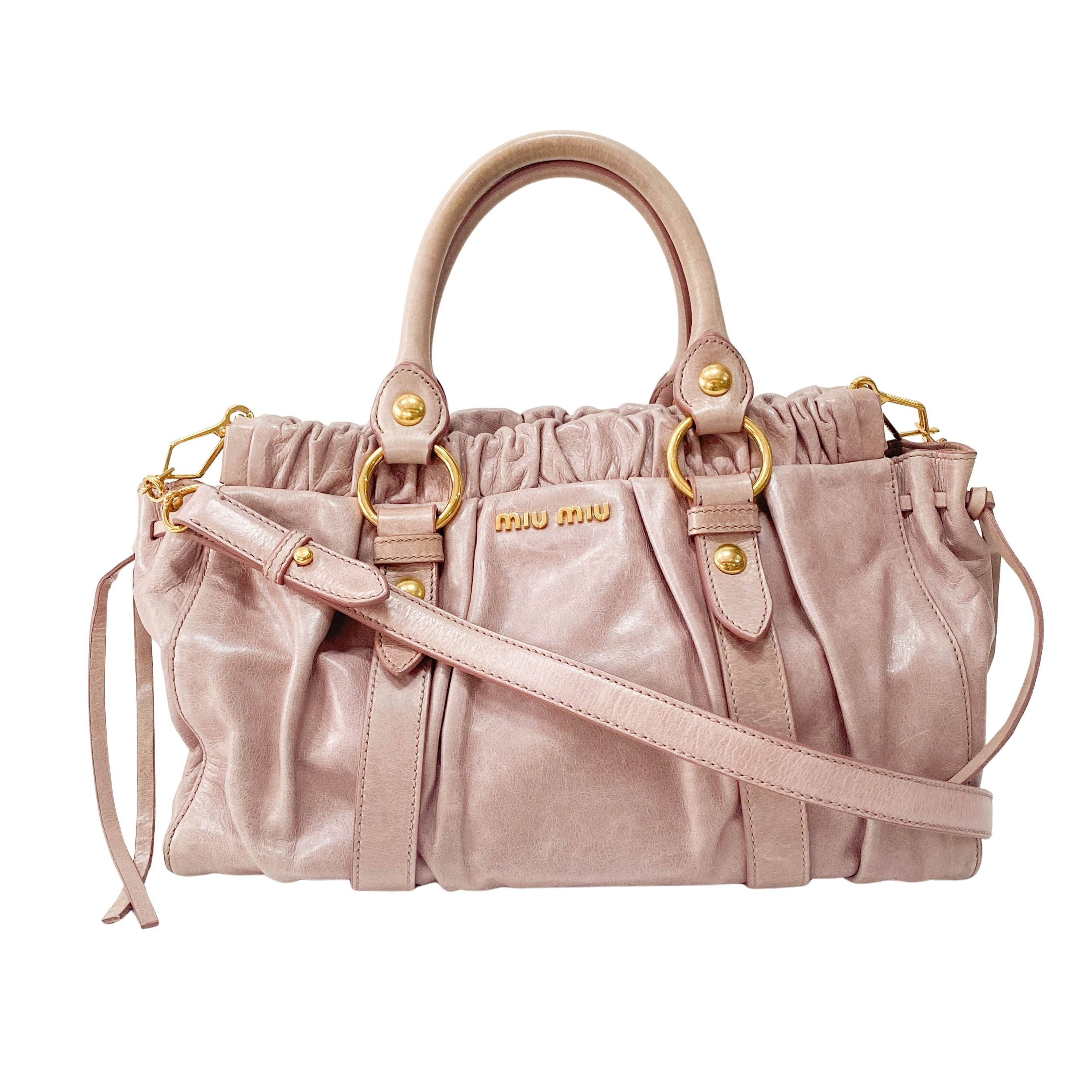 Vitello Pink Calfskin Leather Two Way Bag