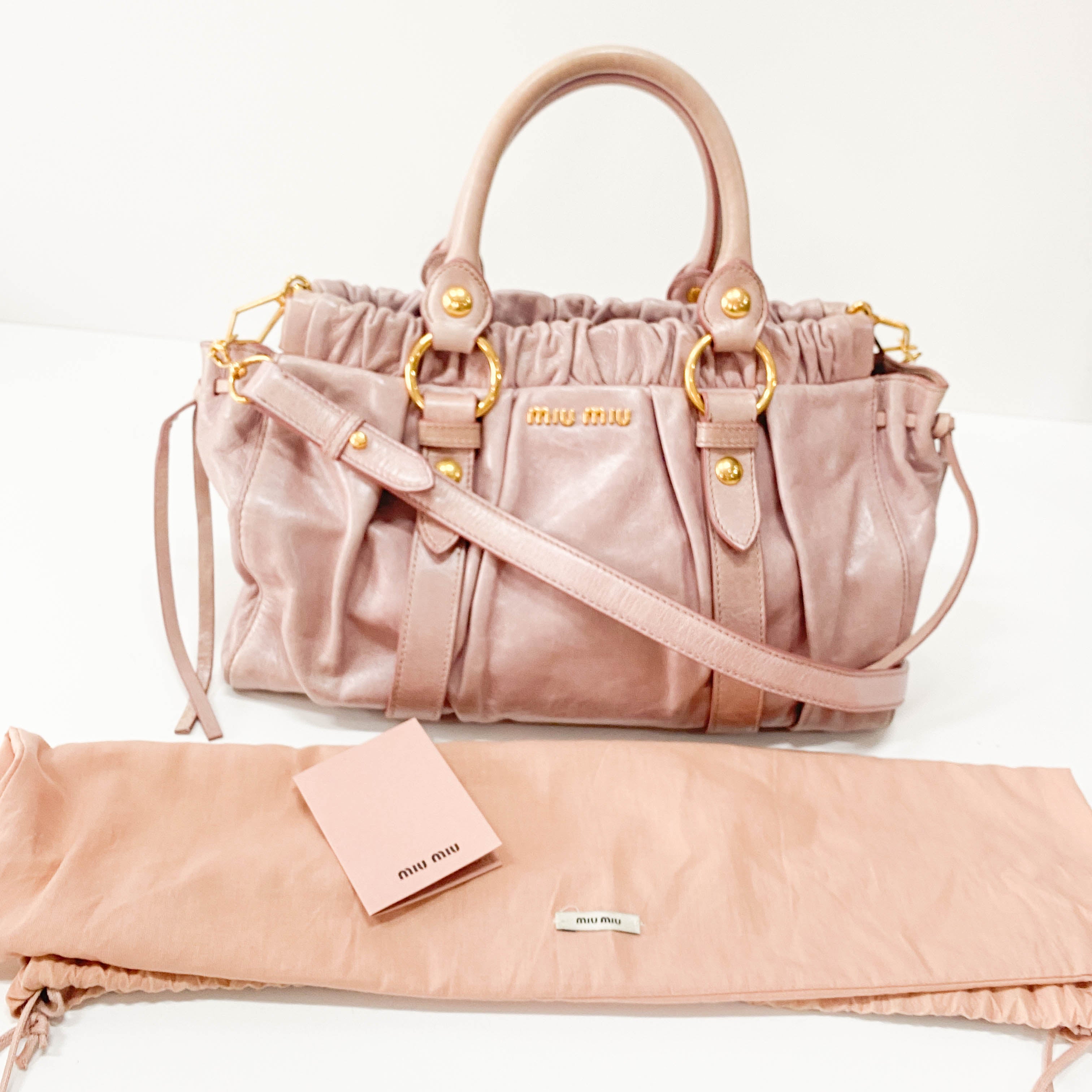 Vitello Pink Calfskin Leather Two Way Bag