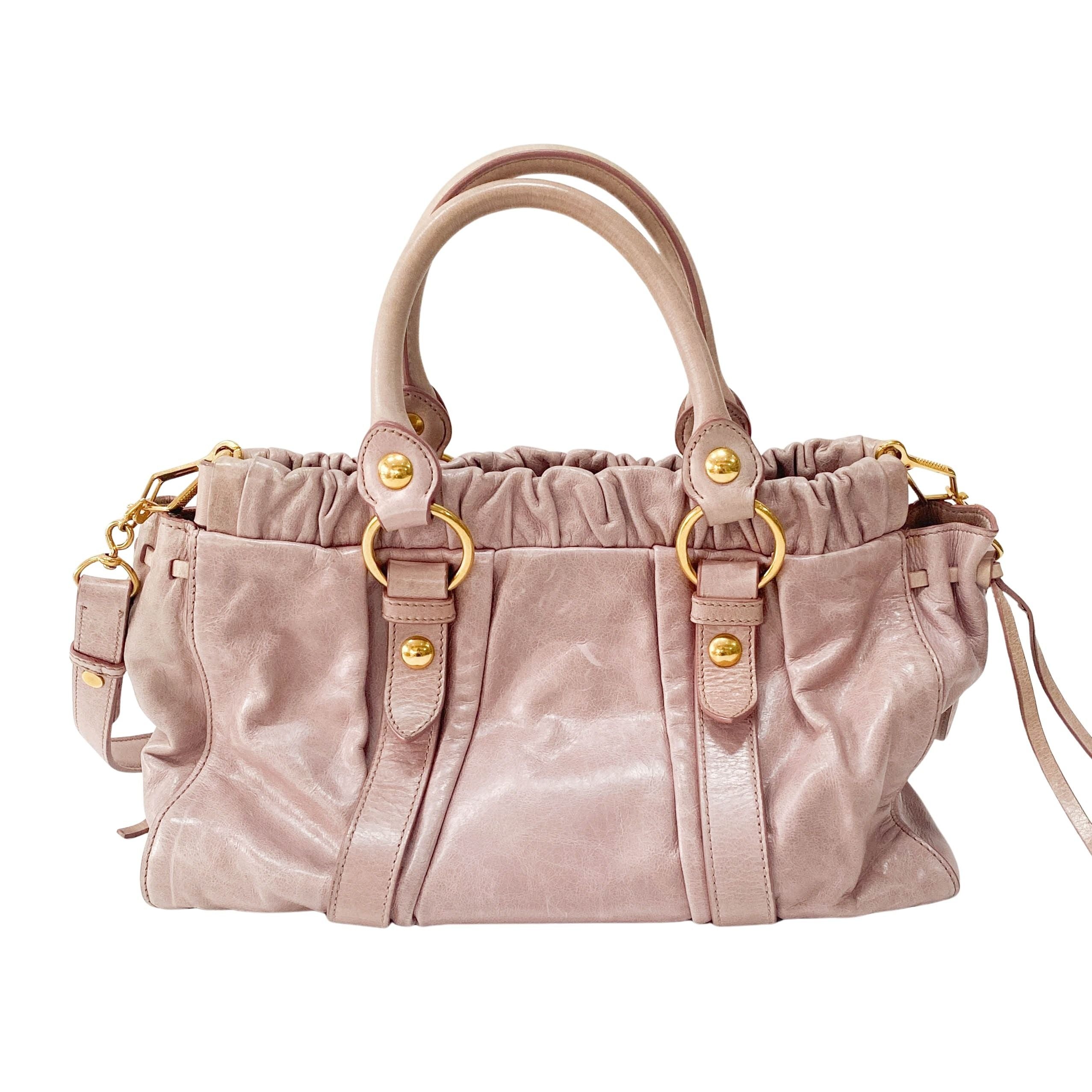 Vitello Pink Calfskin Leather Two Way Bag