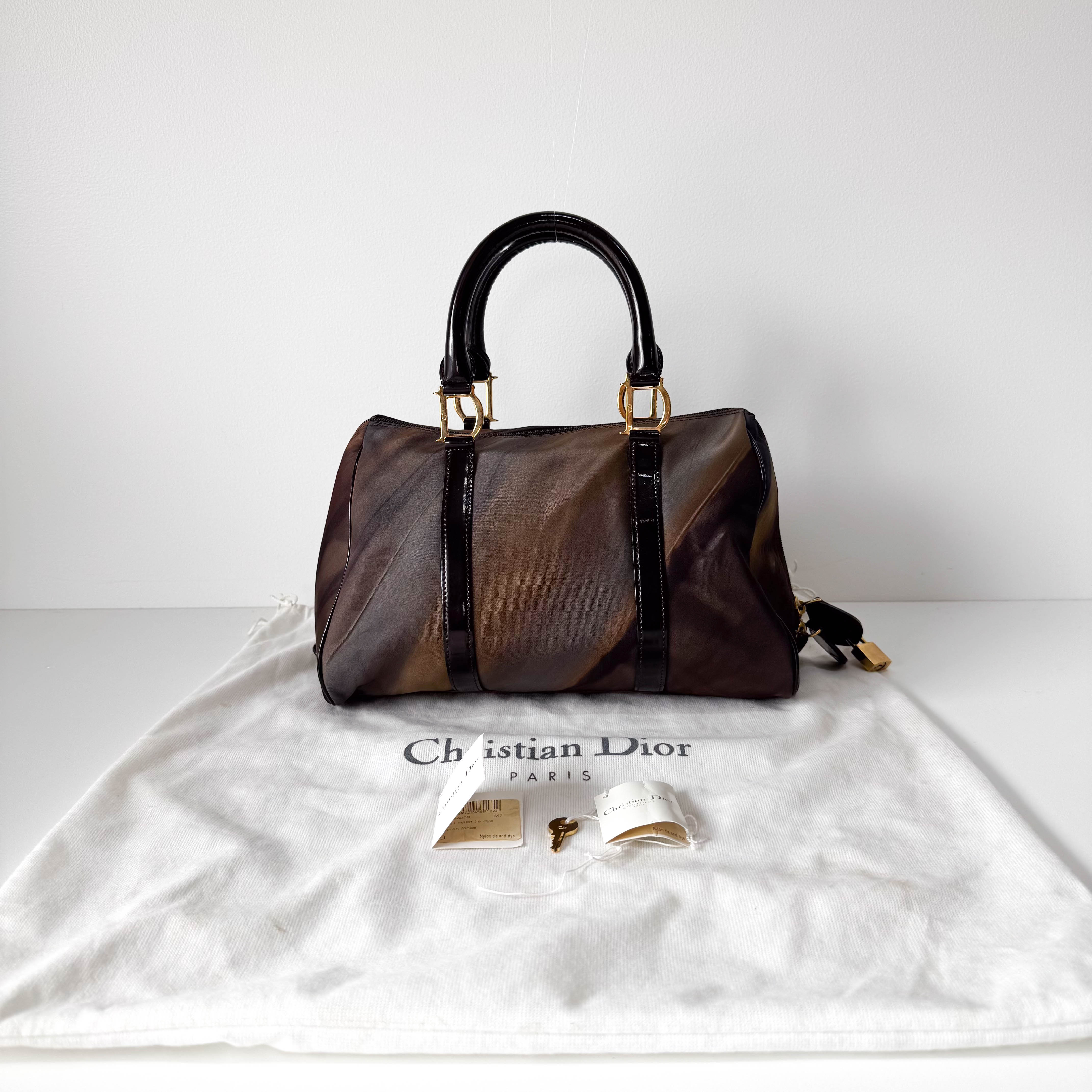 Mini Boston Brown Coated Canvas Bag