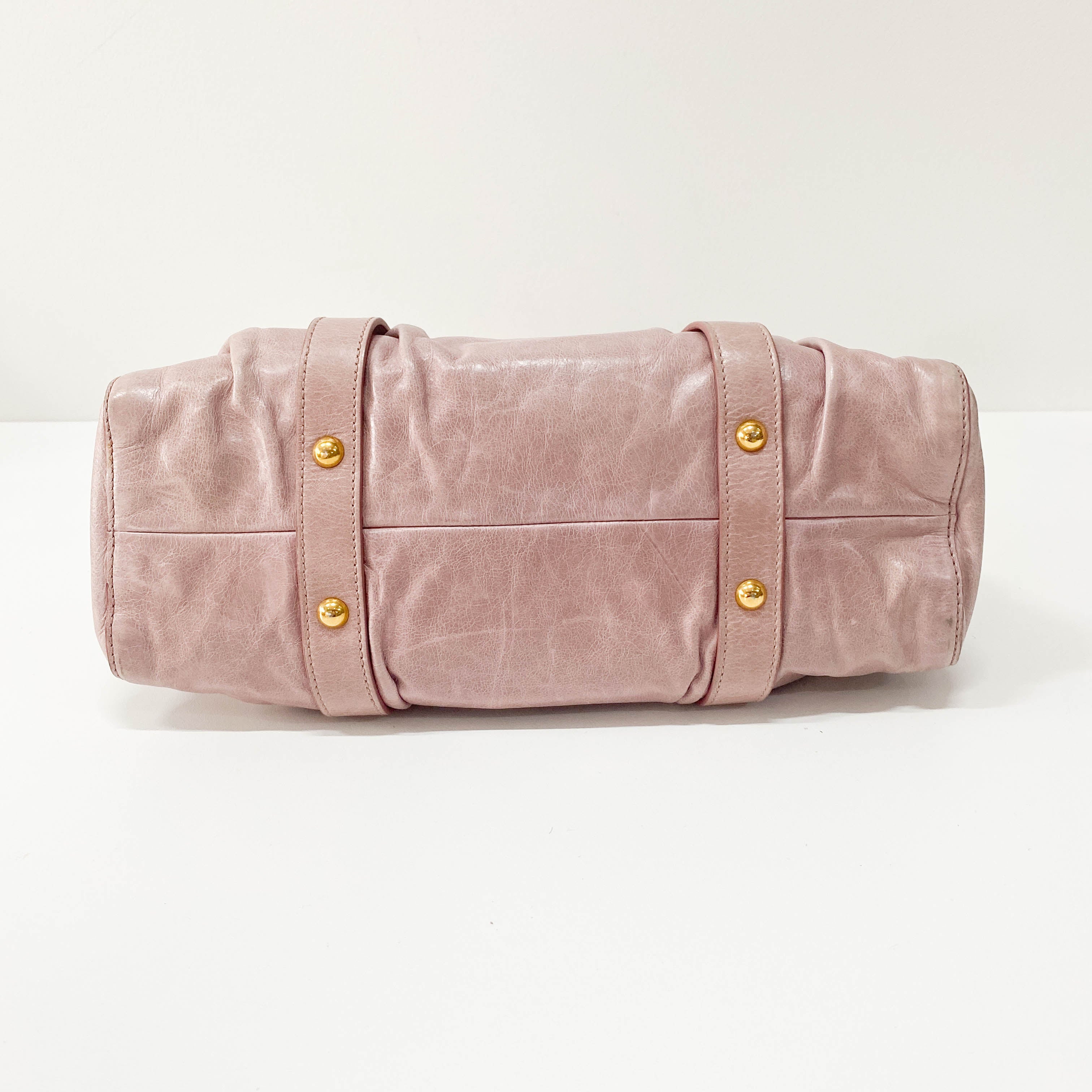Vitello Pink Calfskin Leather Two Way Bag