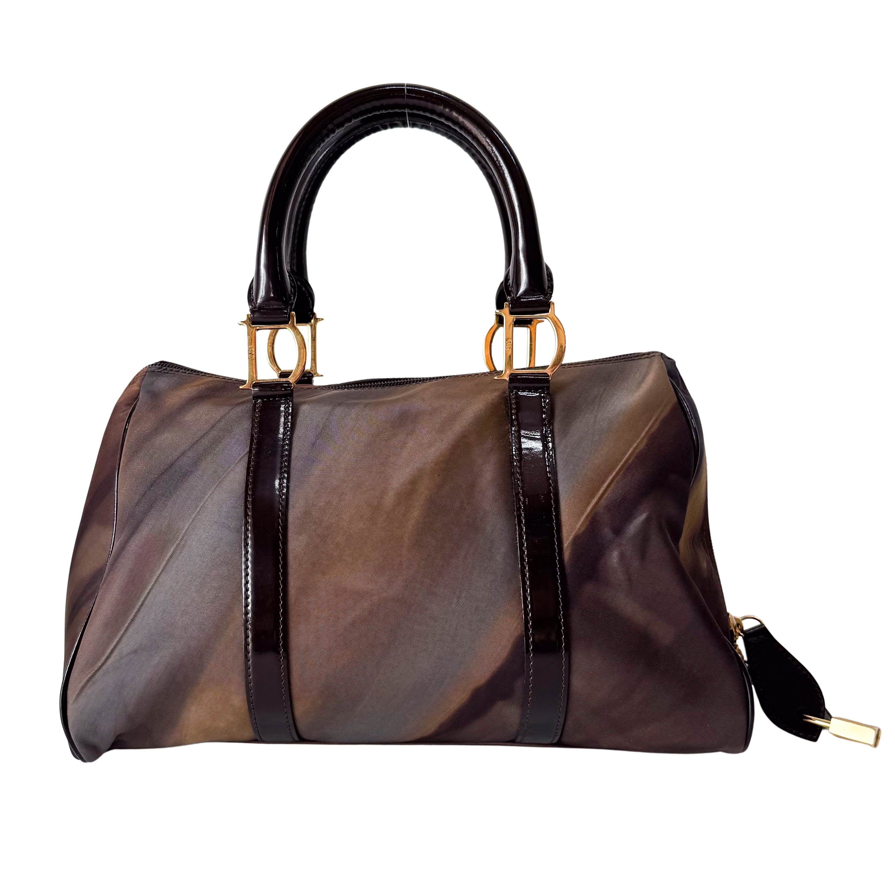 Mini Boston Brown Coated Canvas Bag