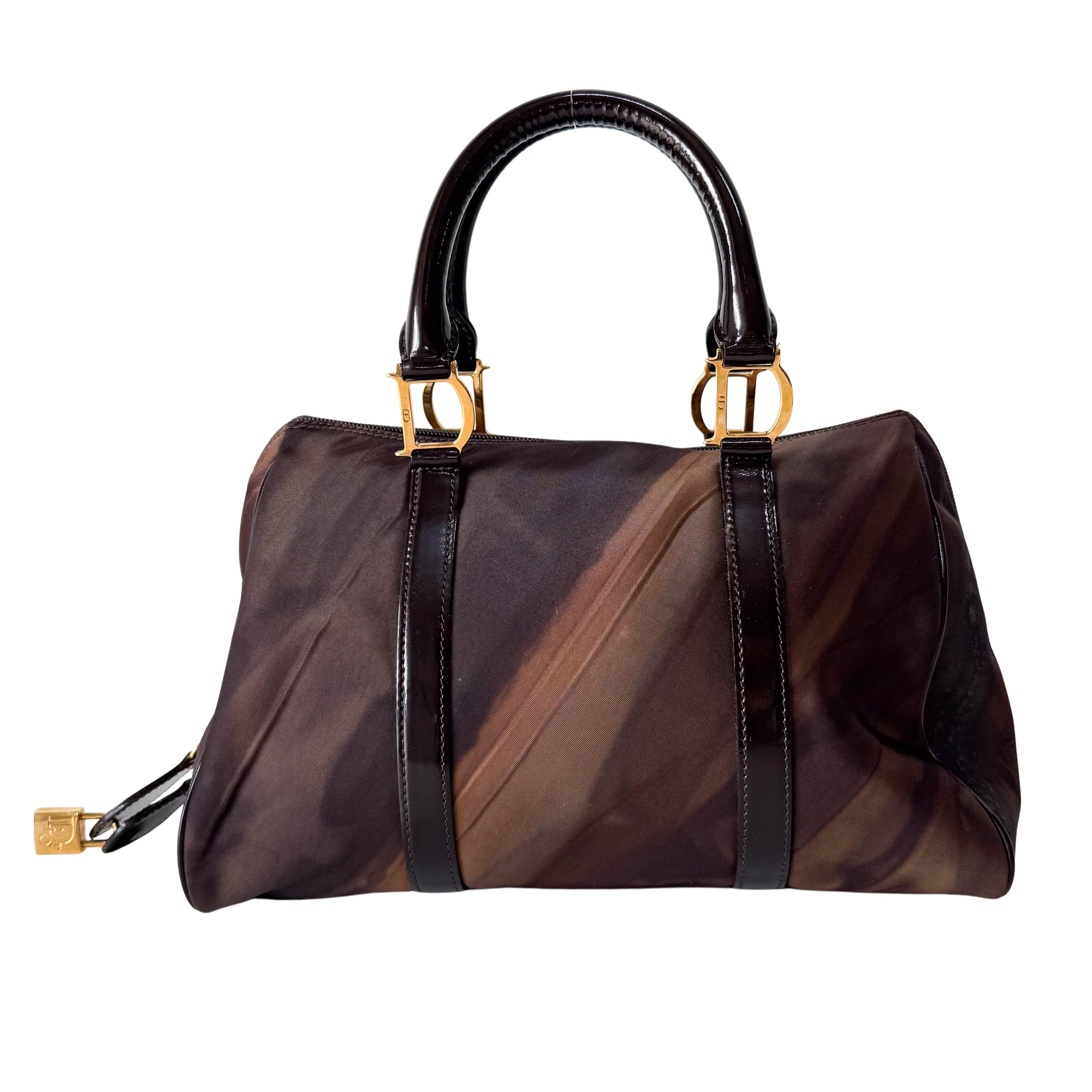 Mini Boston Brown Coated Canvas Bag