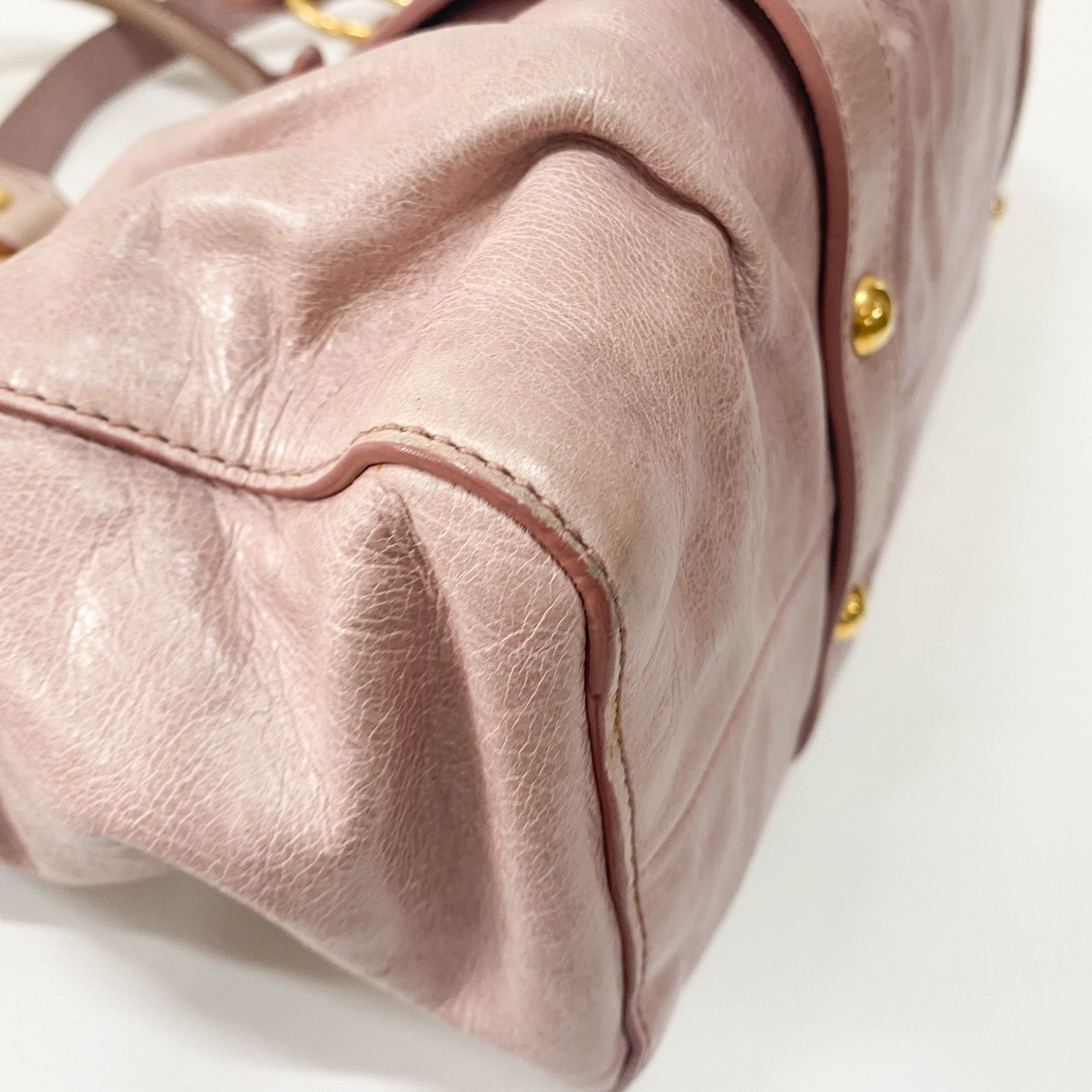 Vitello Pink Calfskin Leather Two Way Bag