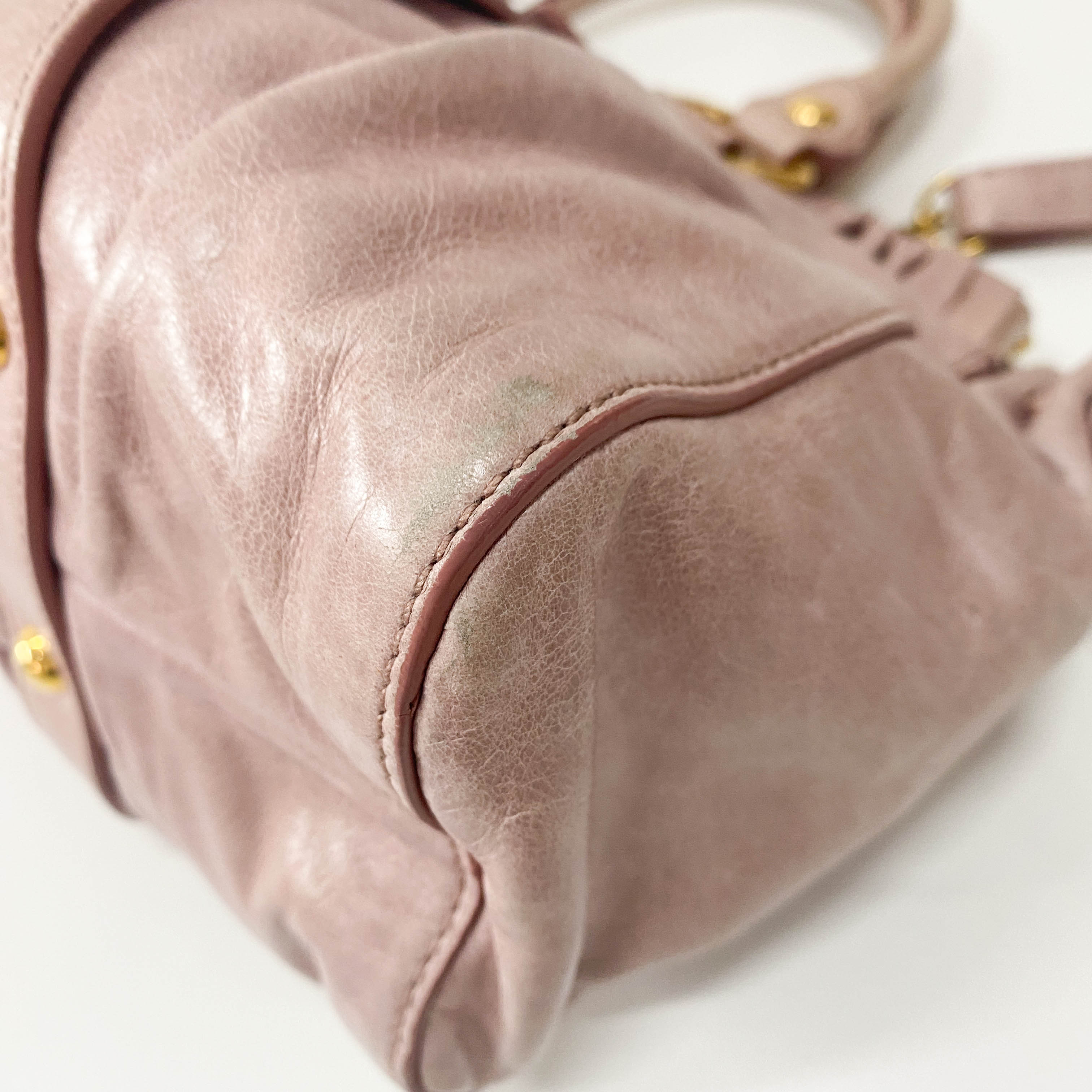 Vitello Pink Calfskin Leather Two Way Bag