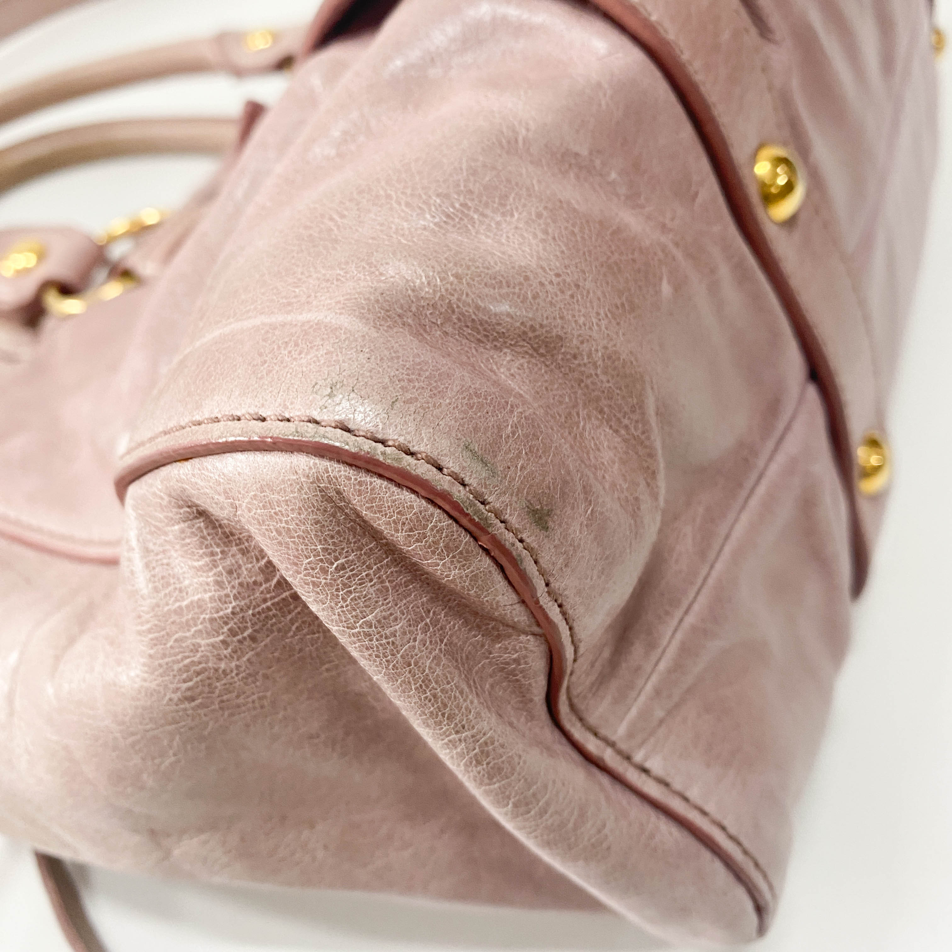 Vitello Pink Calfskin Leather Two Way Bag