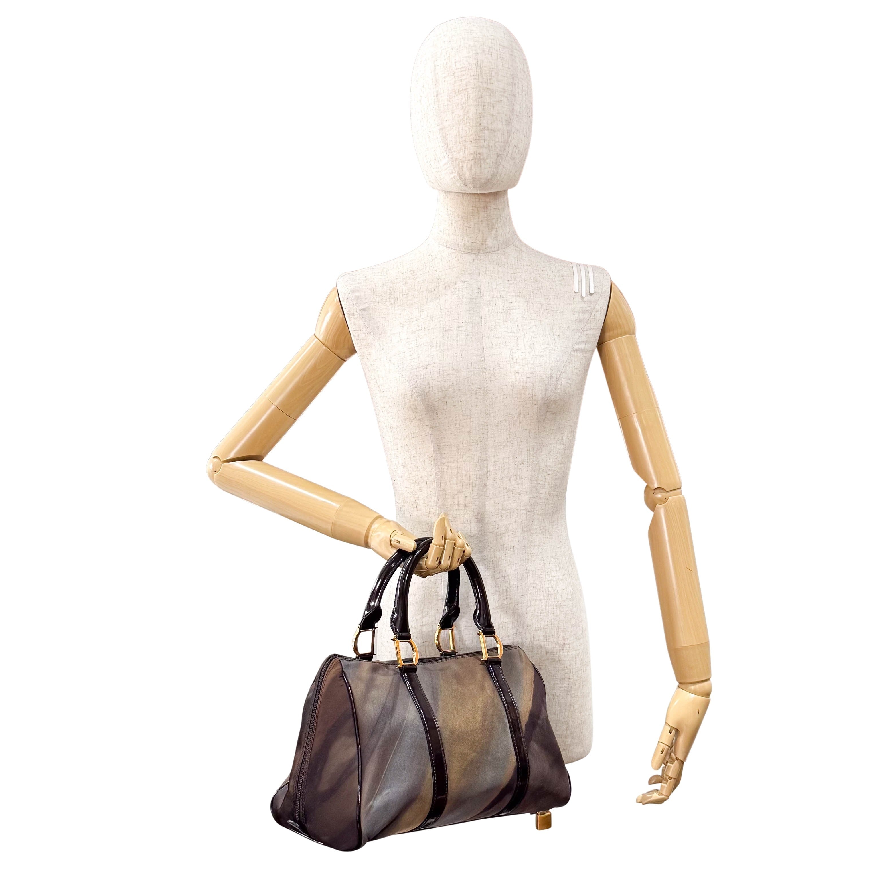 Mini Boston Brown Coated Canvas Bag