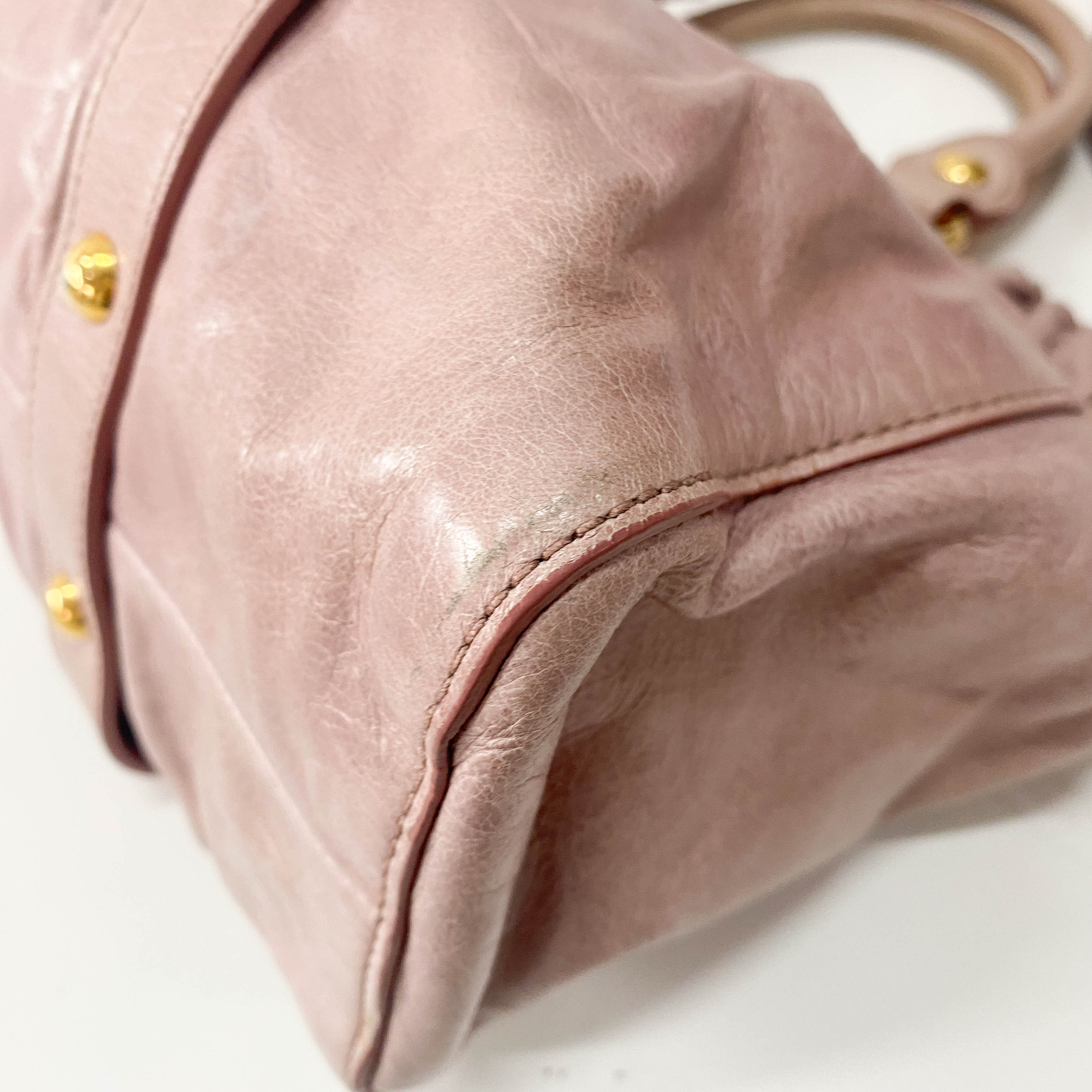 Vitello Pink Calfskin Leather Two Way Bag