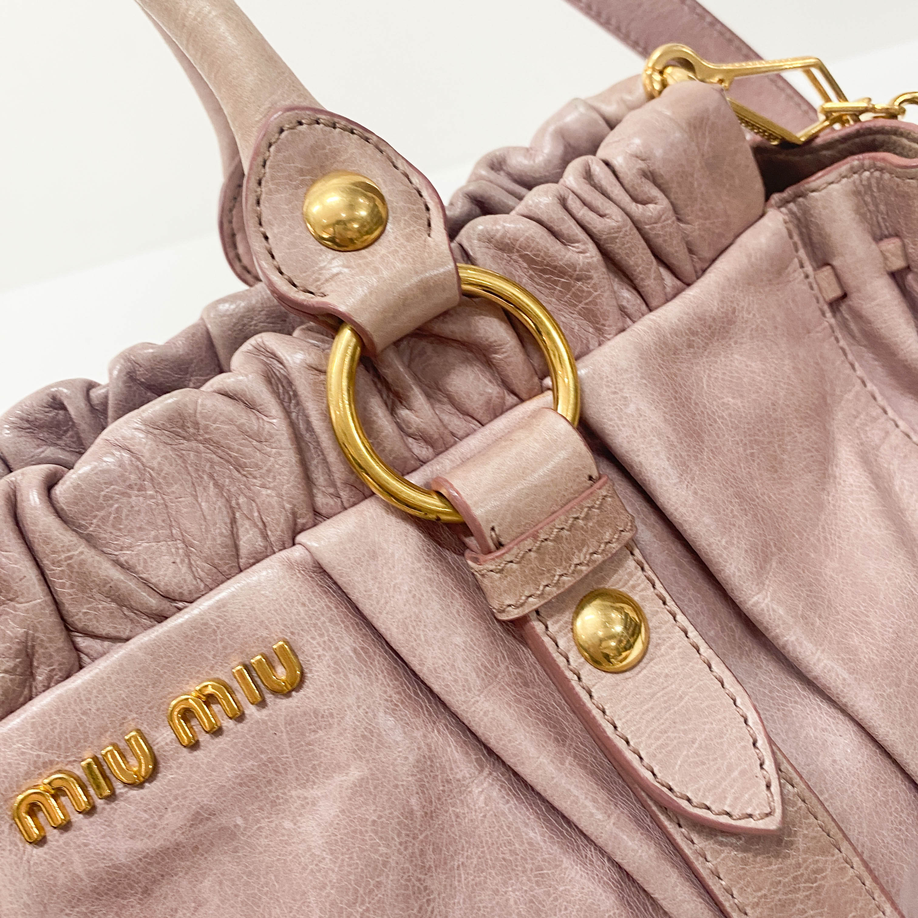 Vitello Pink Calfskin Leather Two Way Bag