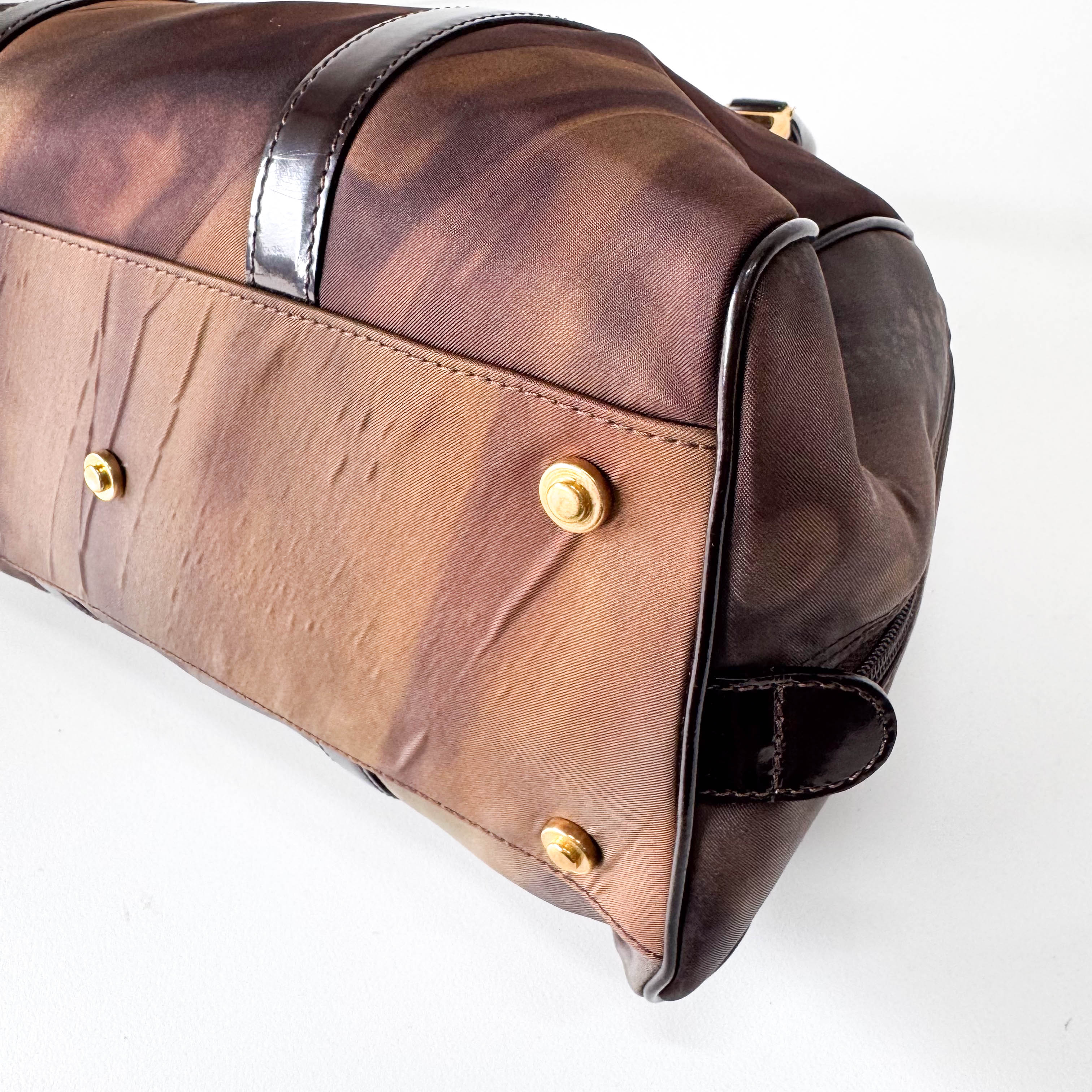 Mini Boston Brown Coated Canvas Bag