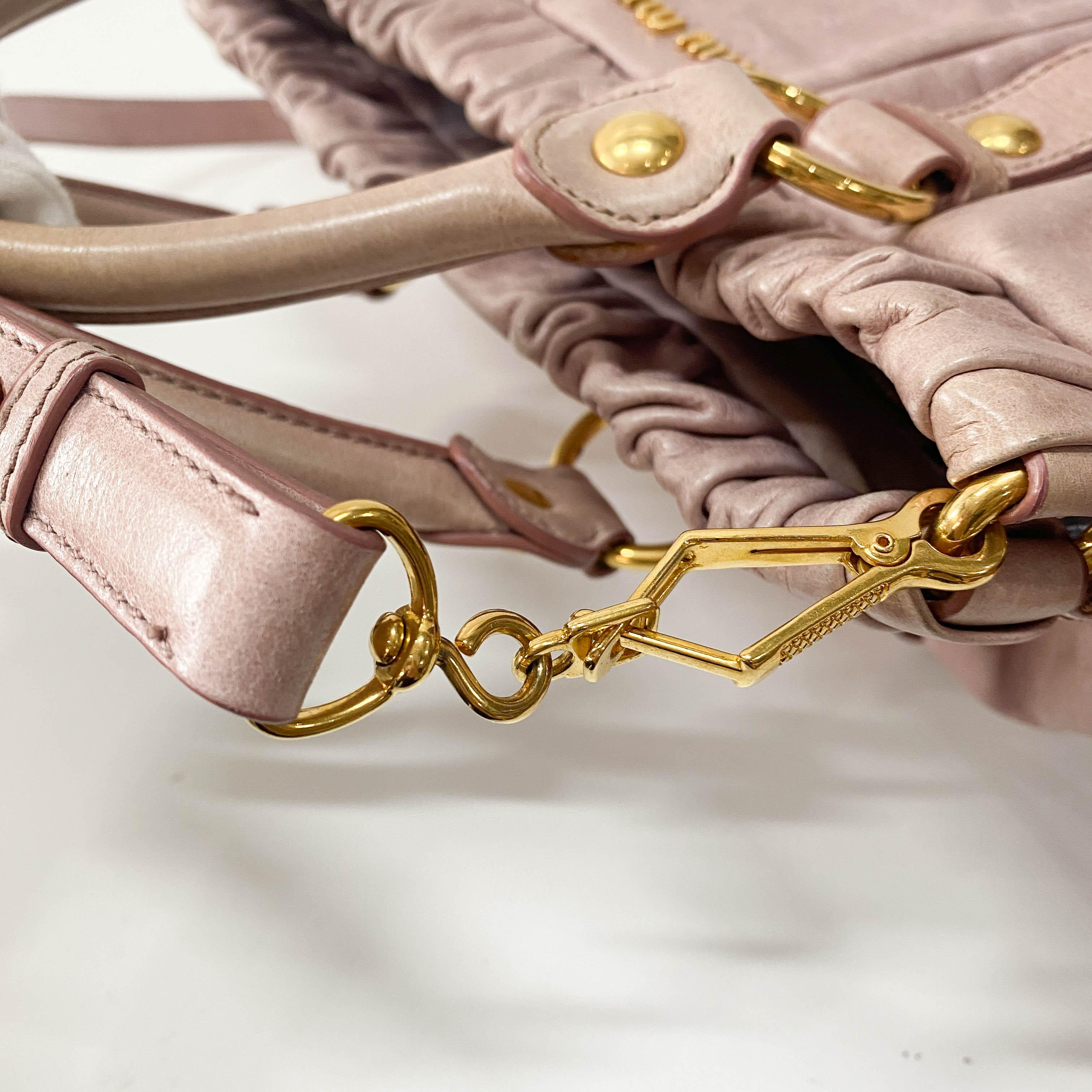 Vitello Pink Calfskin Leather Two Way Bag