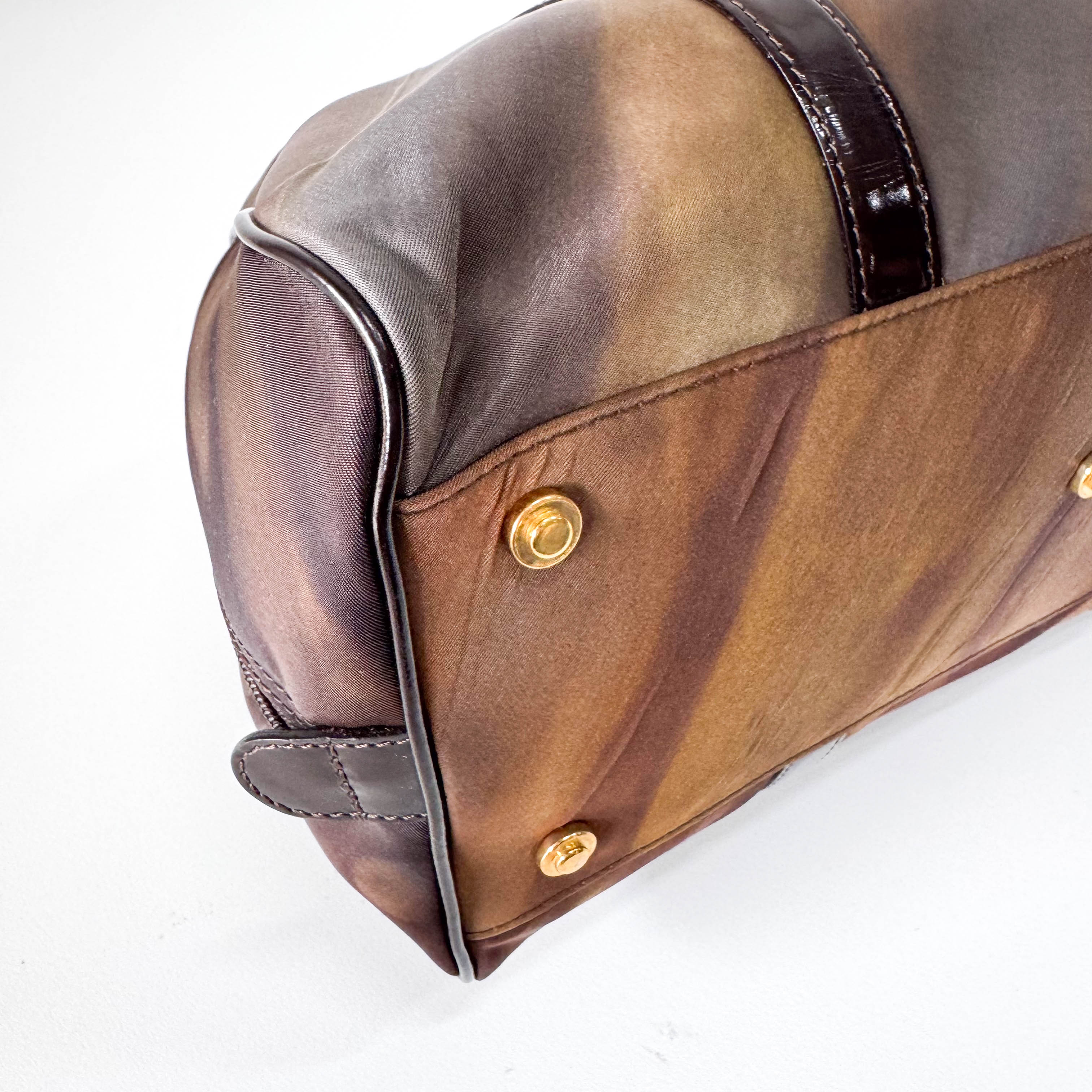 Mini Boston Brown Coated Canvas Bag