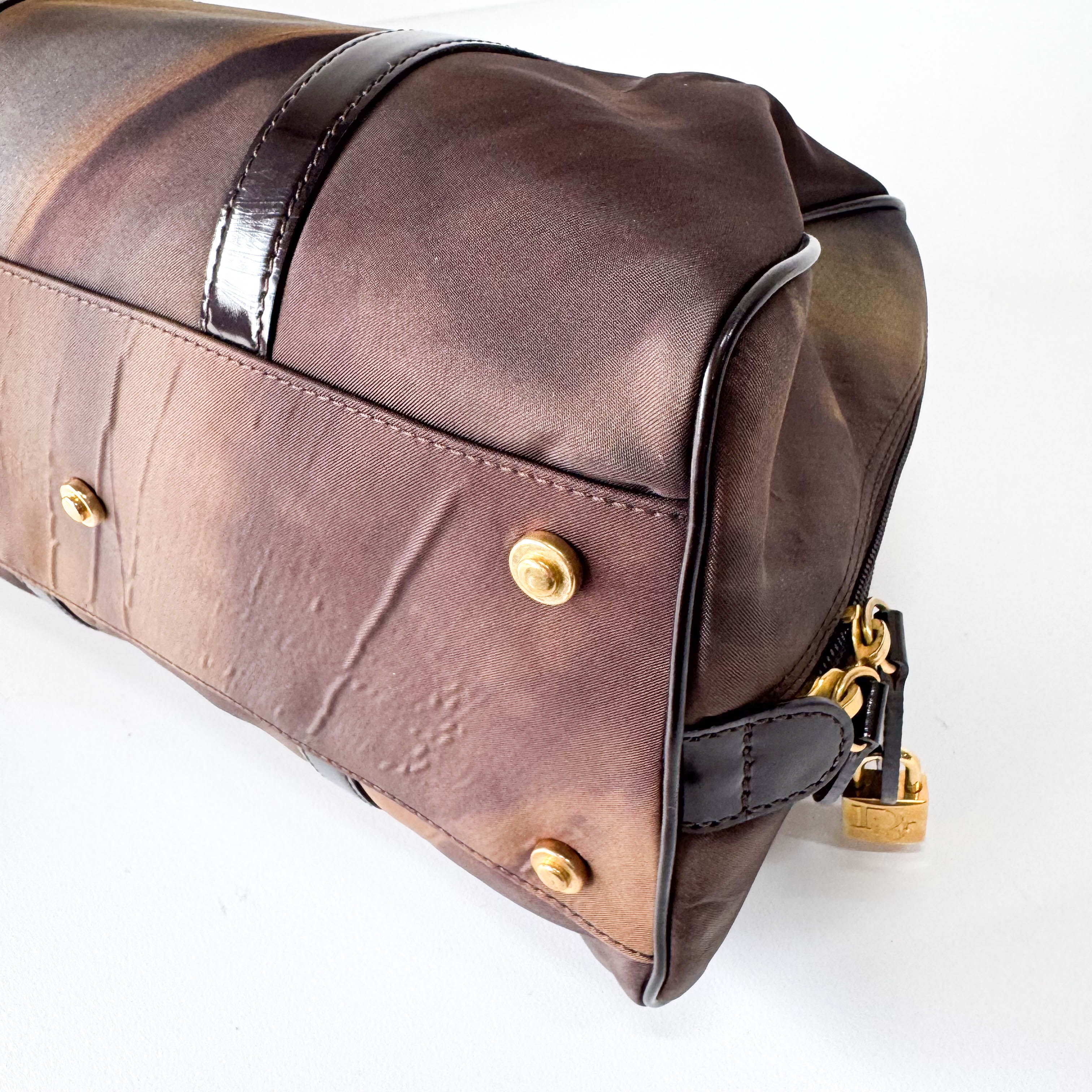 Mini Boston Brown Coated Canvas Bag