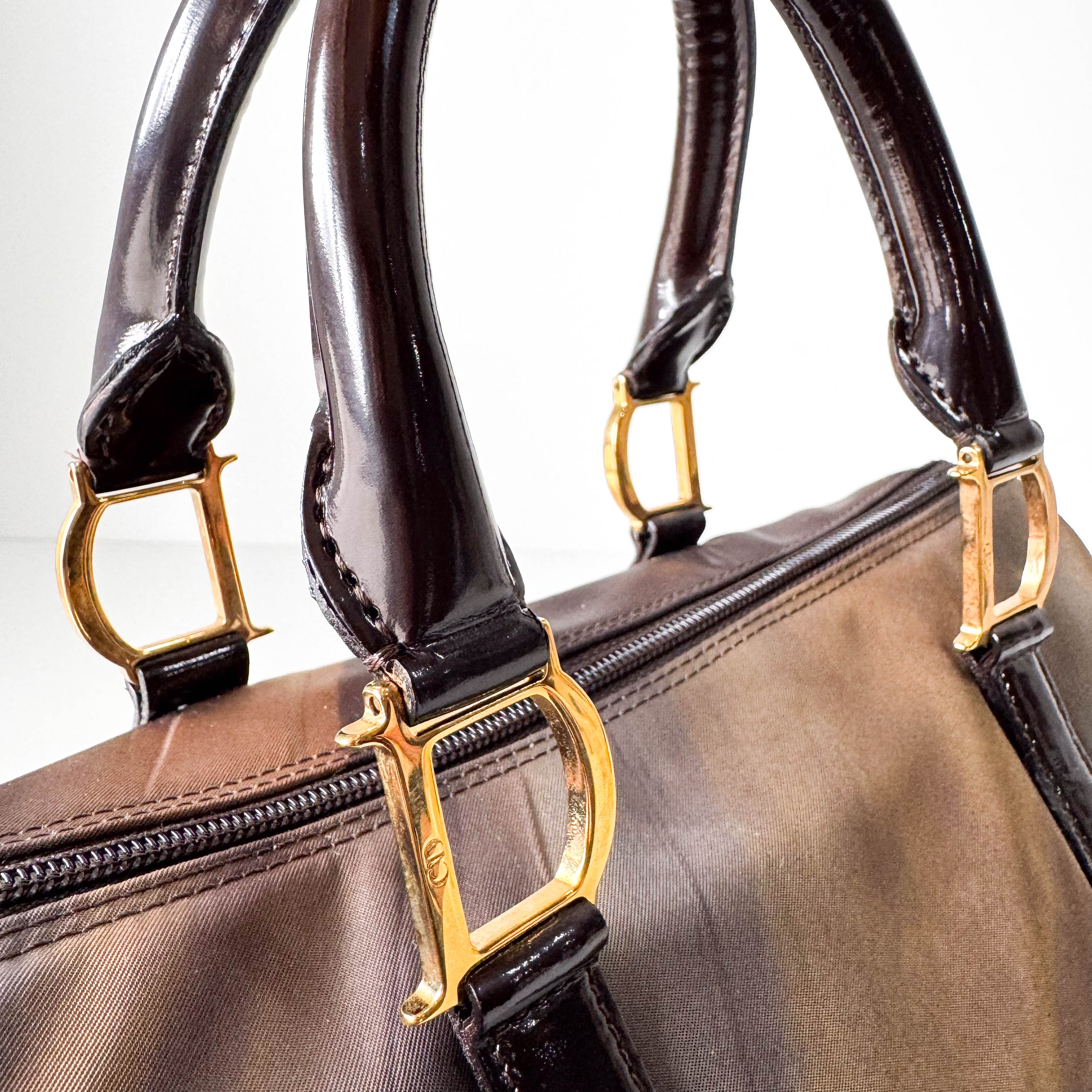 Mini Boston Brown Coated Canvas Bag