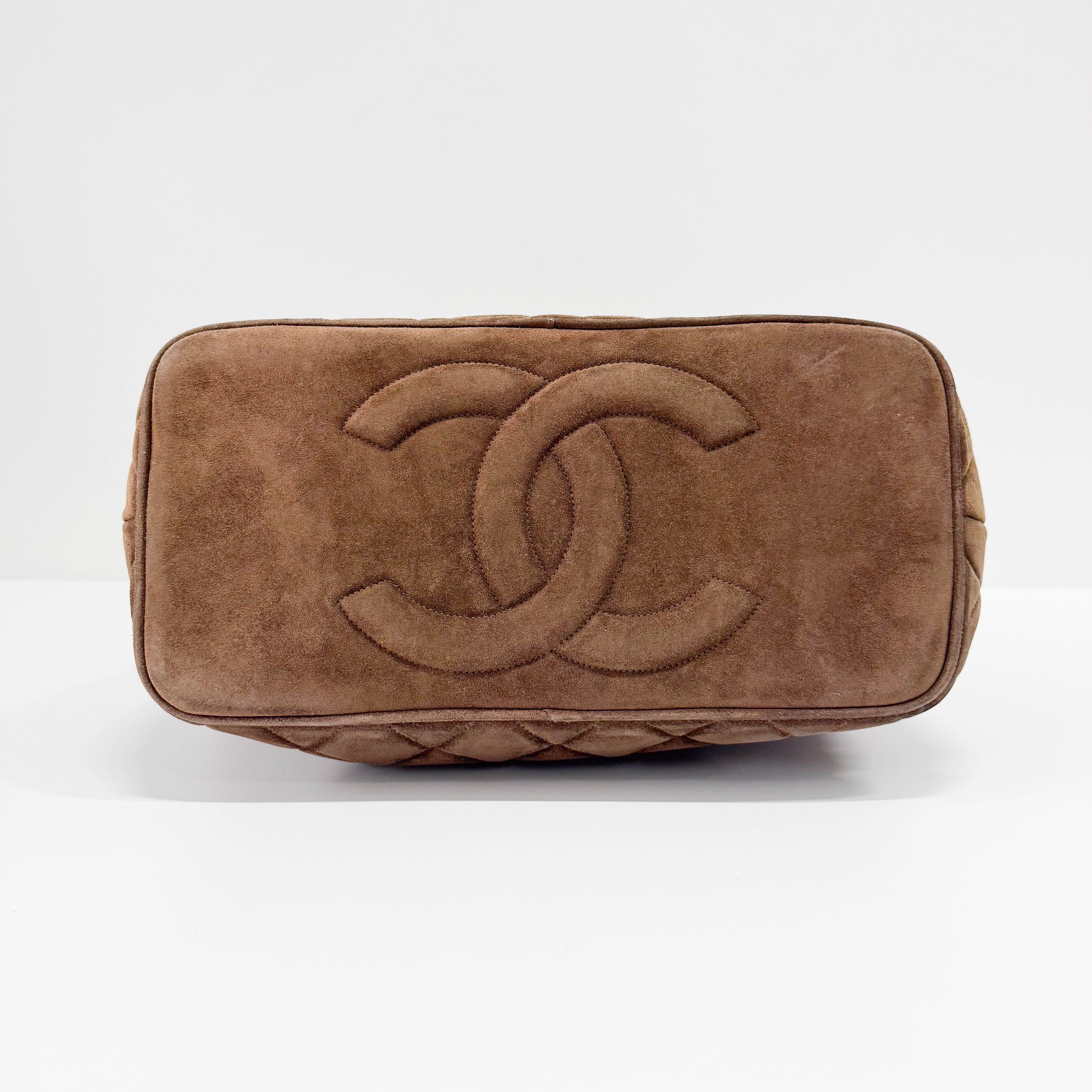 Matelassé  Brown Quilted Suede Tote Bag