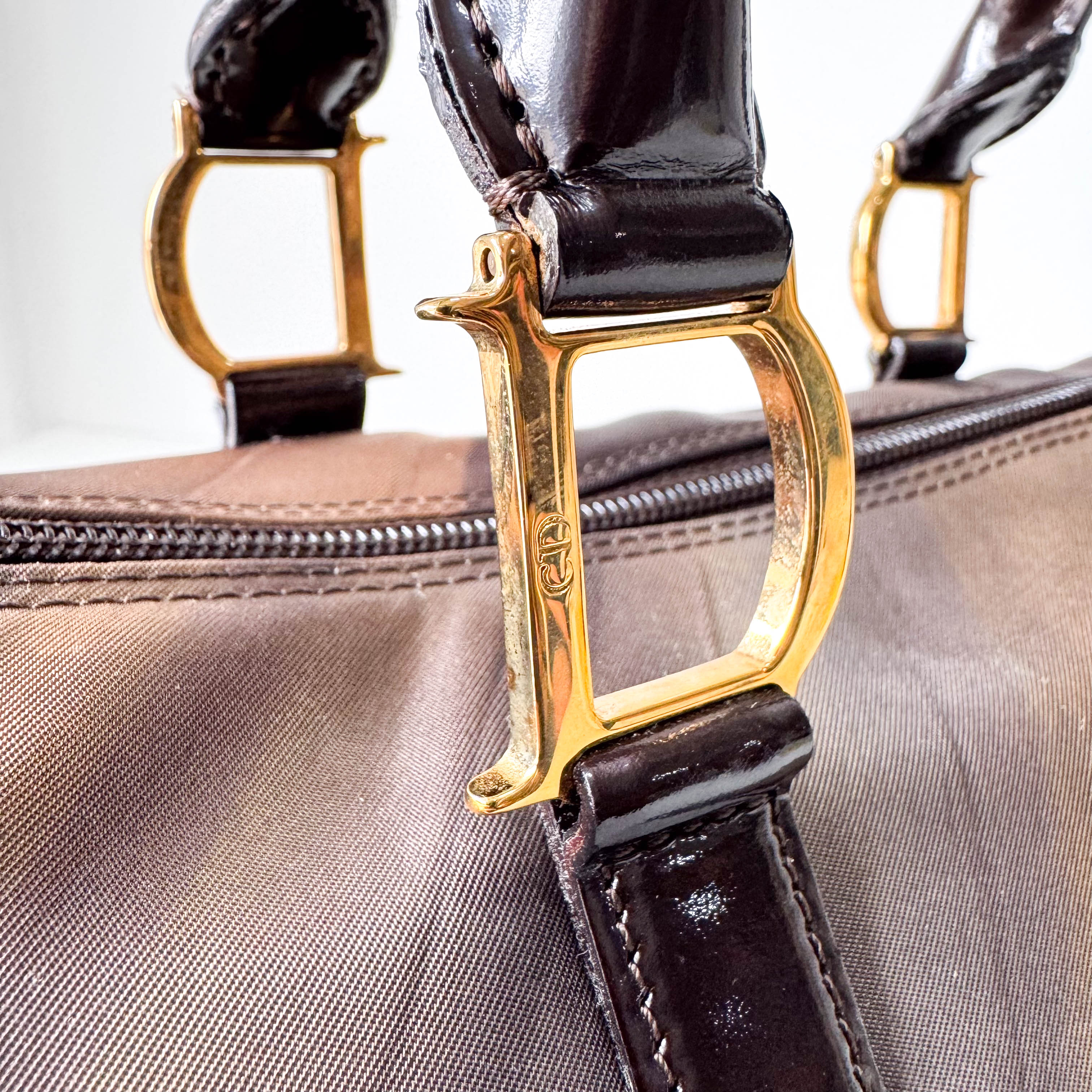 Mini Boston Brown Coated Canvas Bag