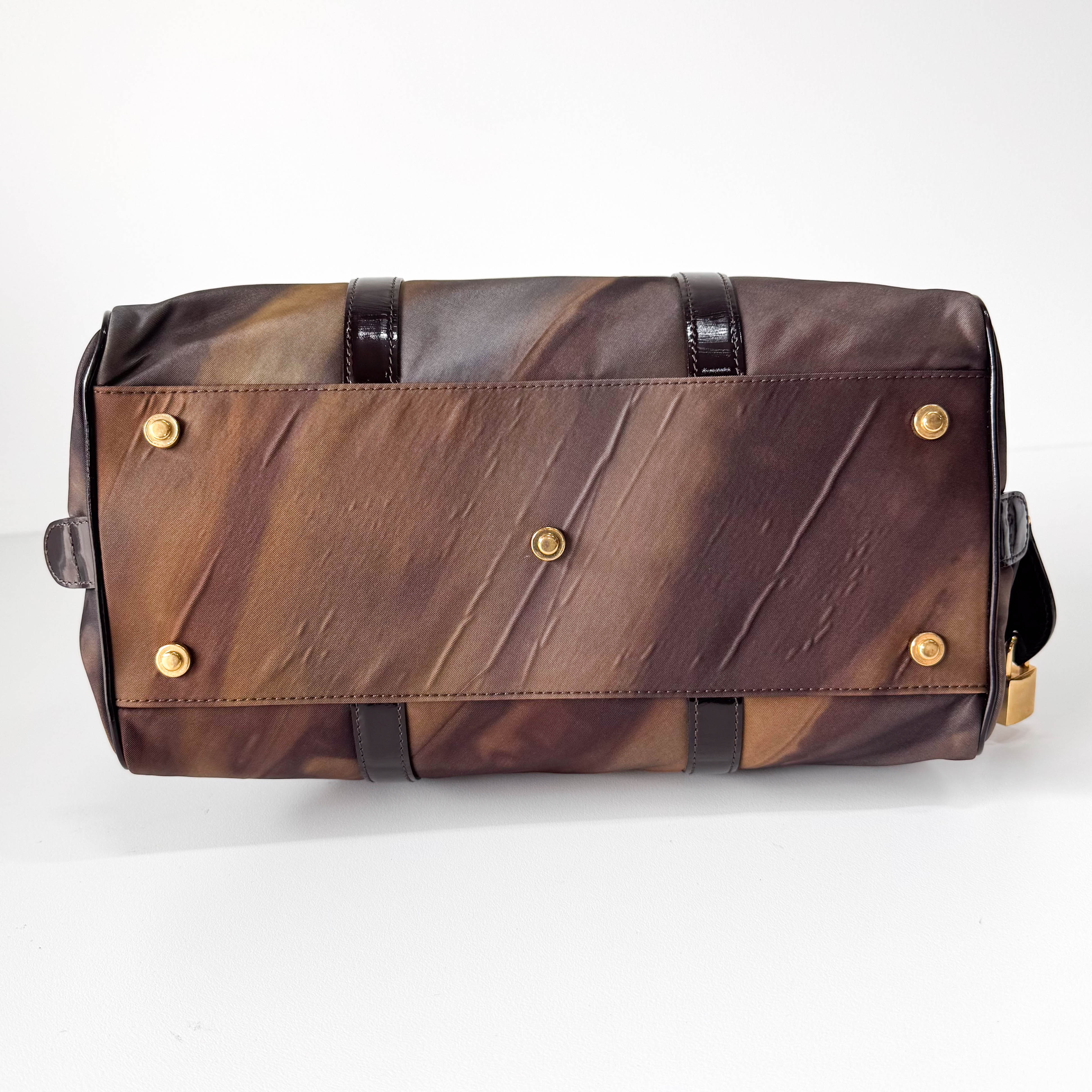 Mini Boston Brown Coated Canvas Bag