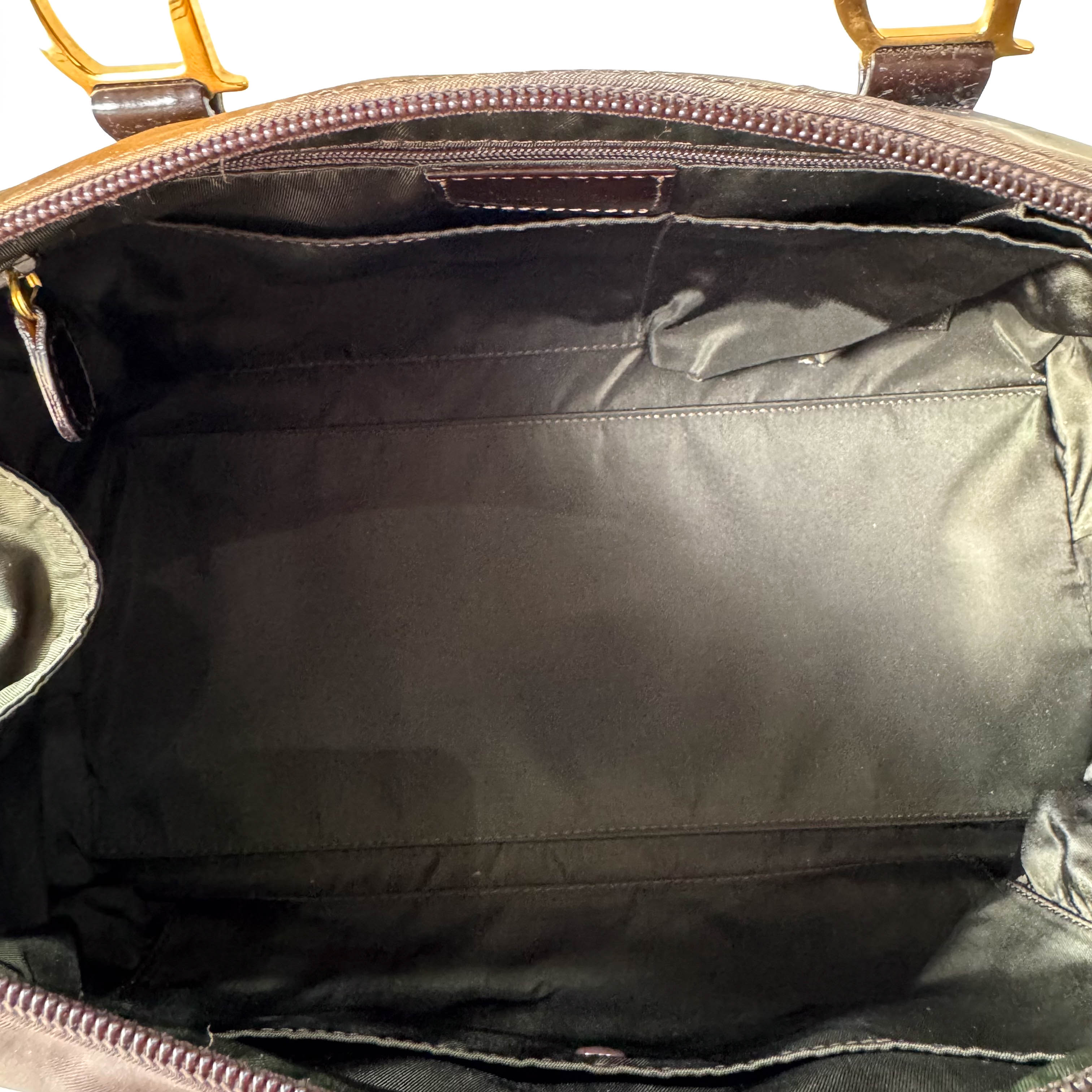 Mini Boston Brown Coated Canvas Bag