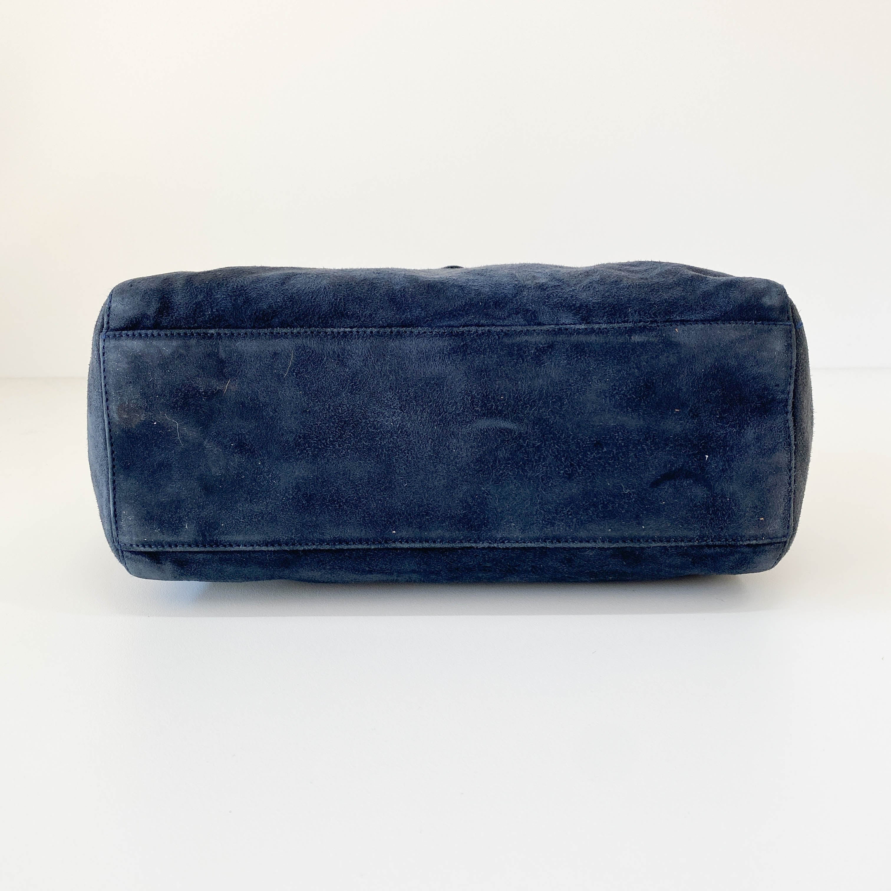 Chain Navy Suede Shoulder Bag