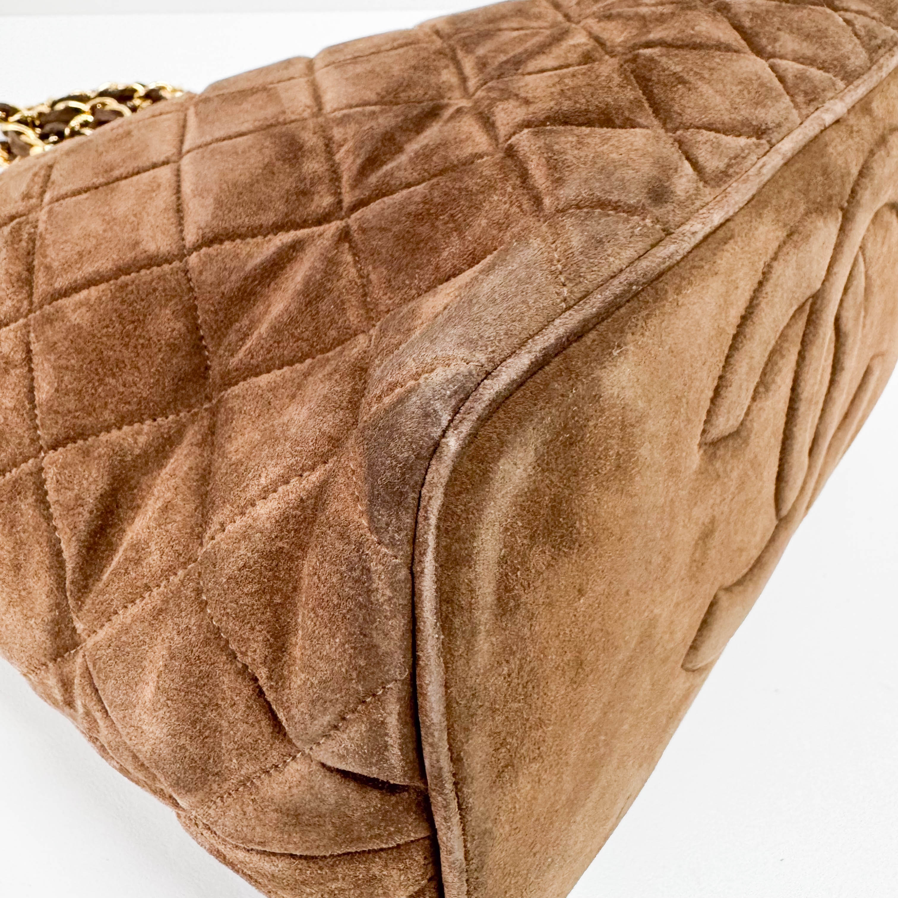 Matelassé  Brown Quilted Suede Tote Bag