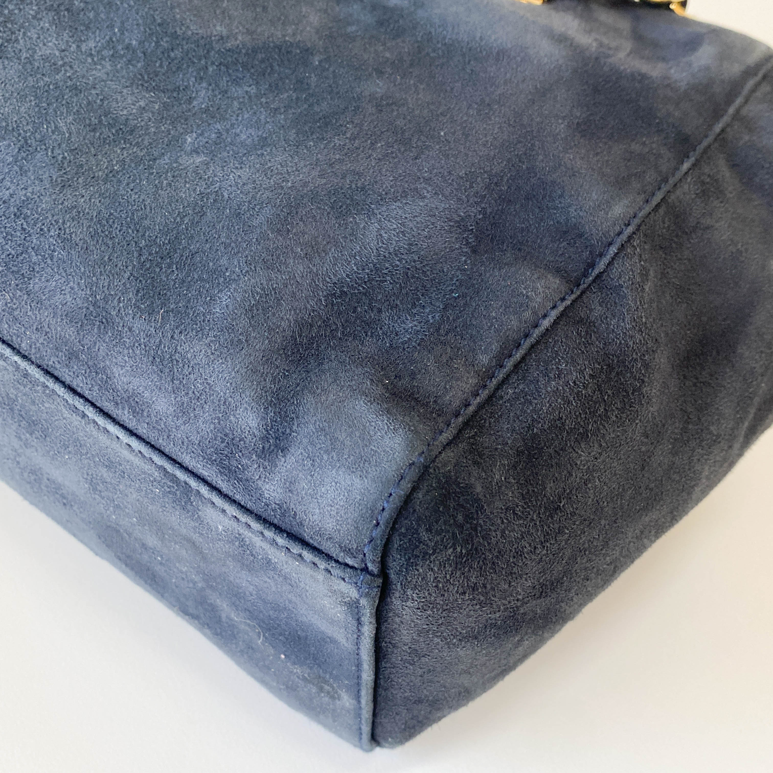 Chain Navy Suede Shoulder Bag