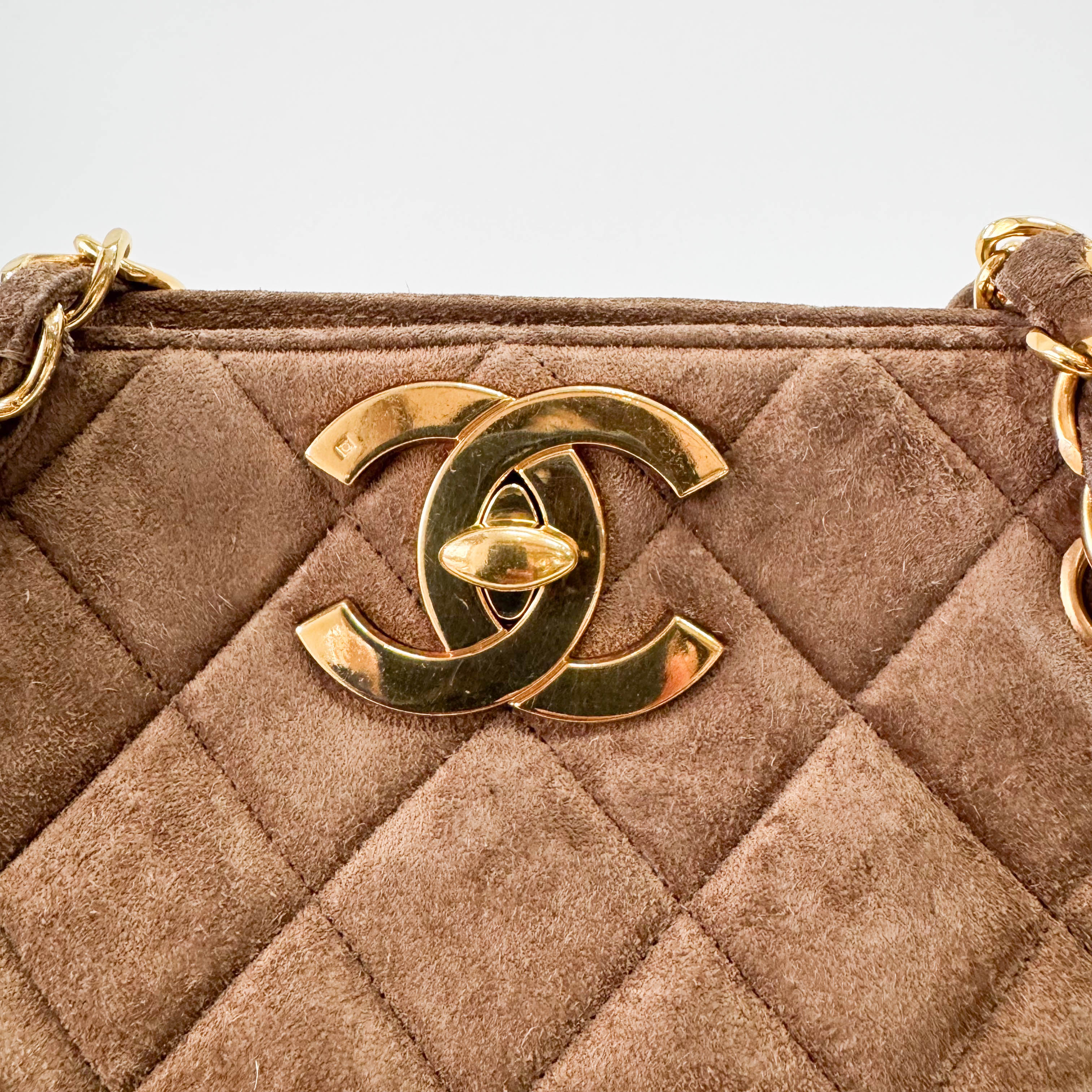 Matelassé  Brown Quilted Suede Tote Bag