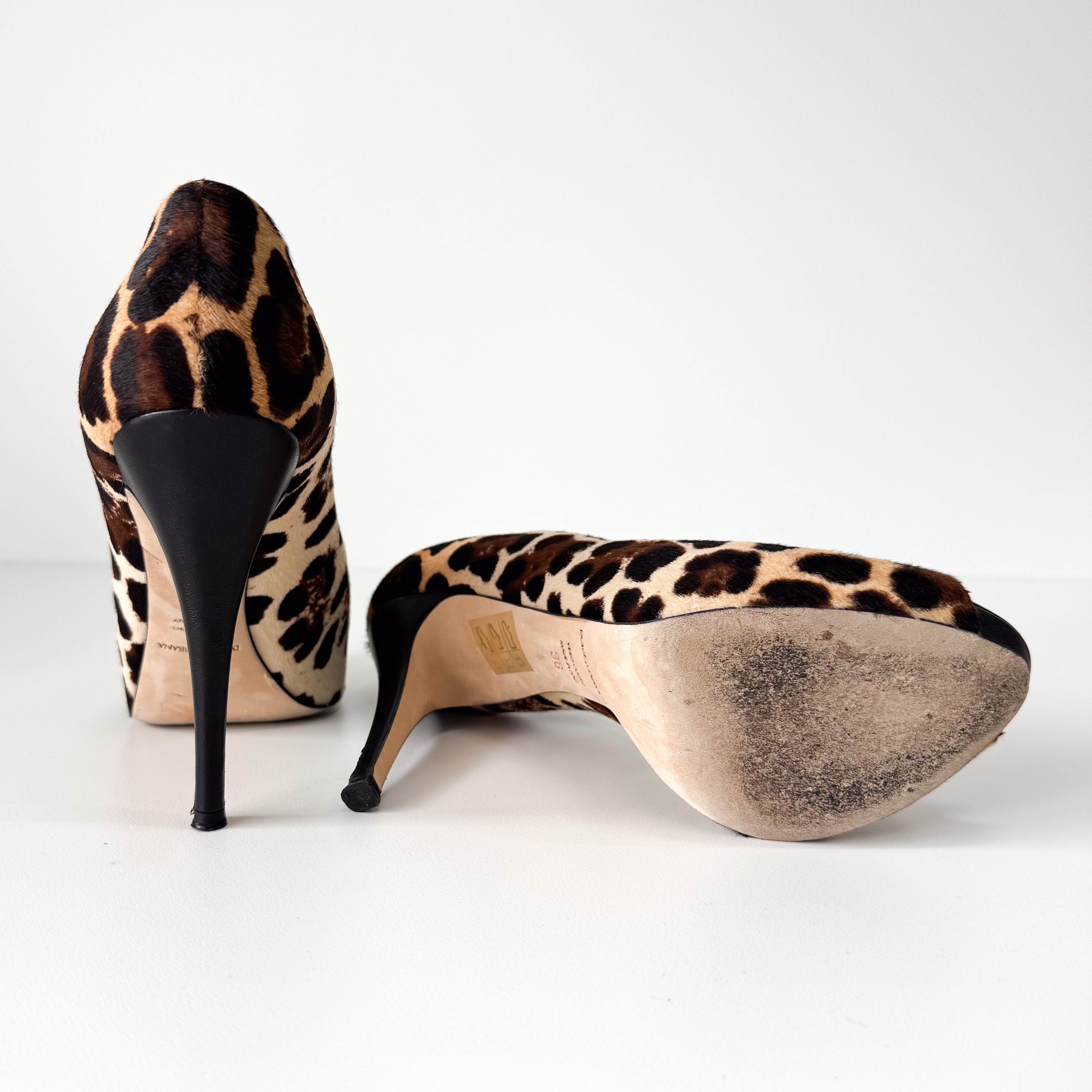 Leopard Pony Hair Heels Size 36