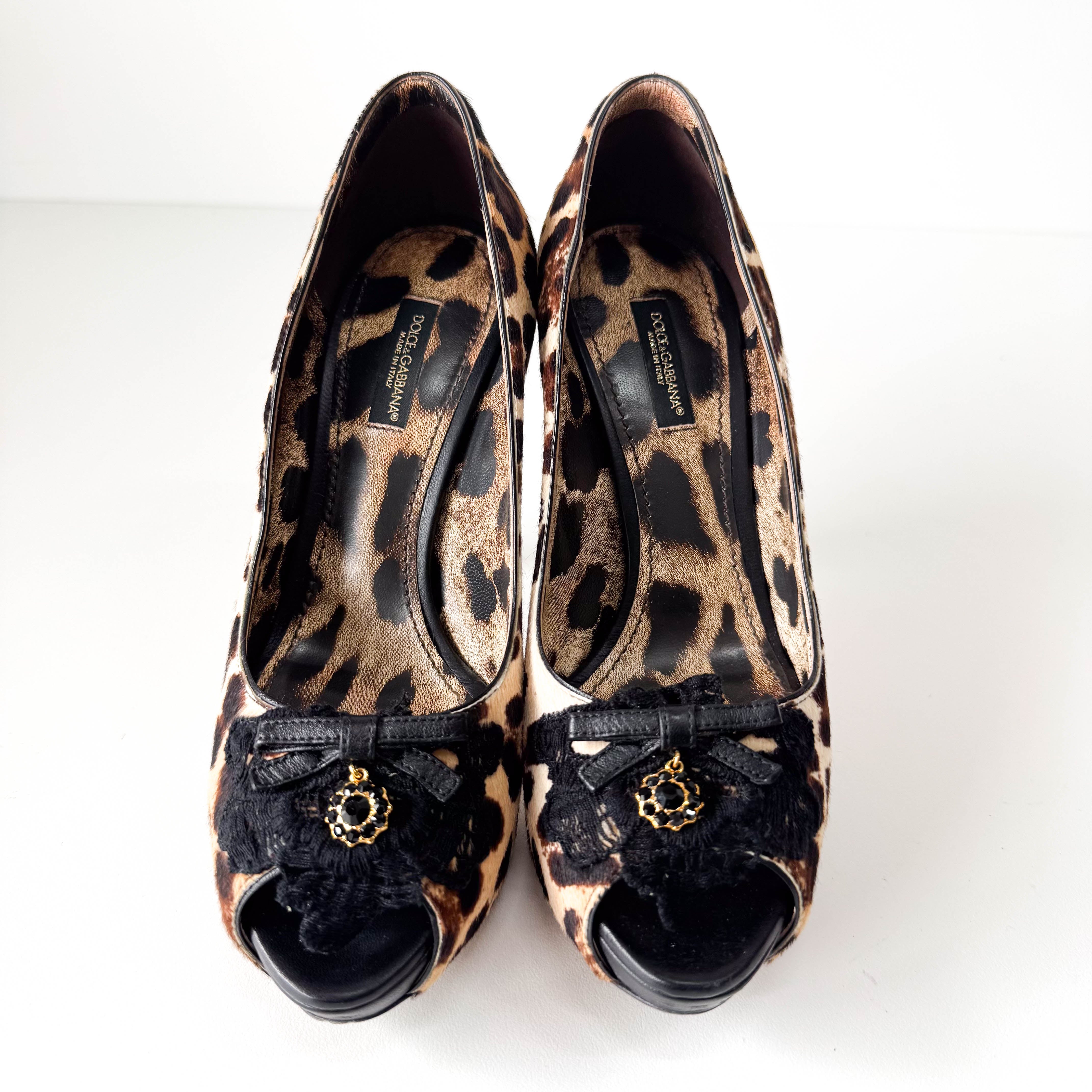 Leopard Pony Hair Heels Size 36