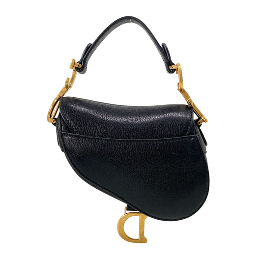Saddle Nano Black Leather Mini Crossbody Bag