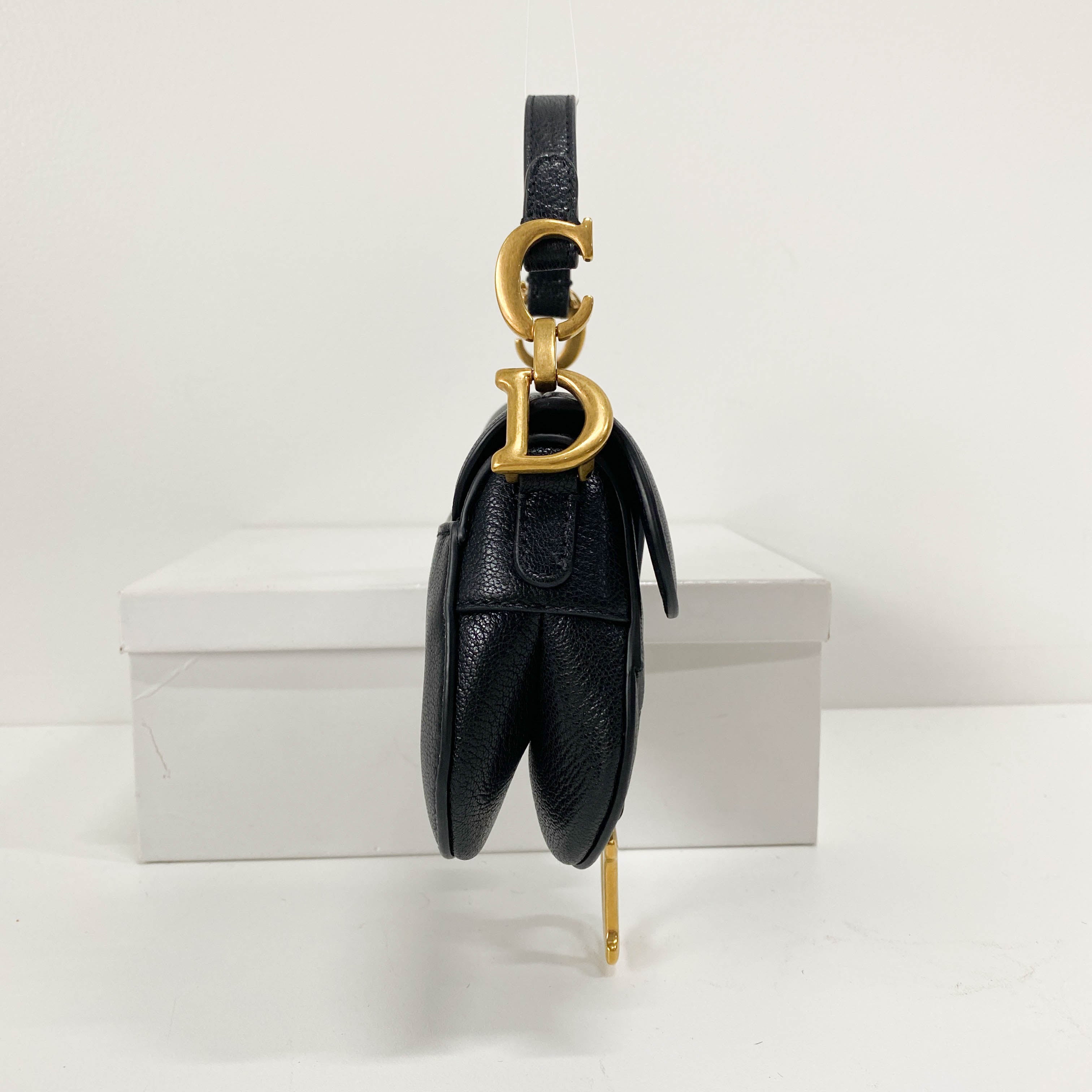 Saddle Nano Black Leather Mini Crossbody Bag