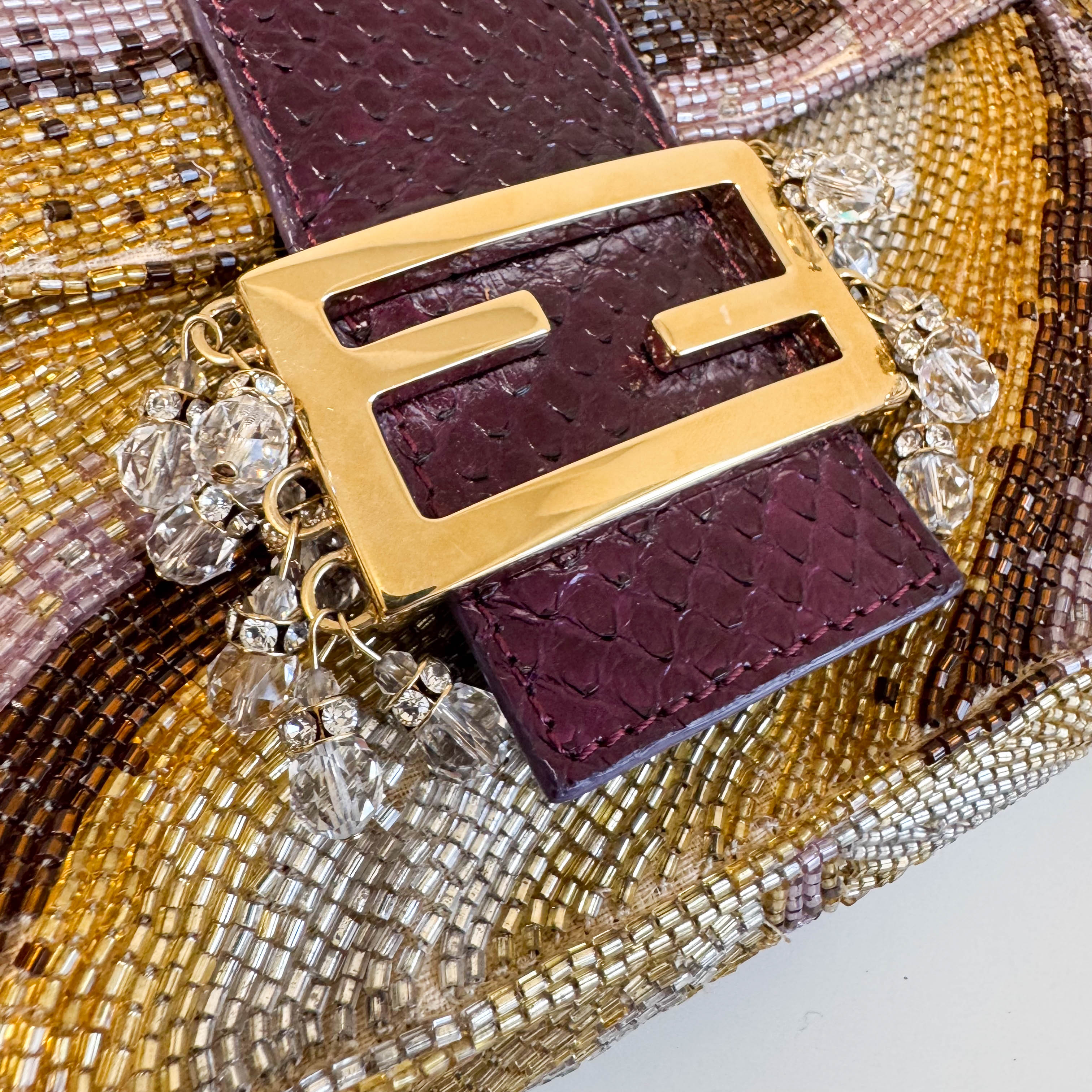 Baguette Multicolor Psychedelic Beaded Shoulder Bag