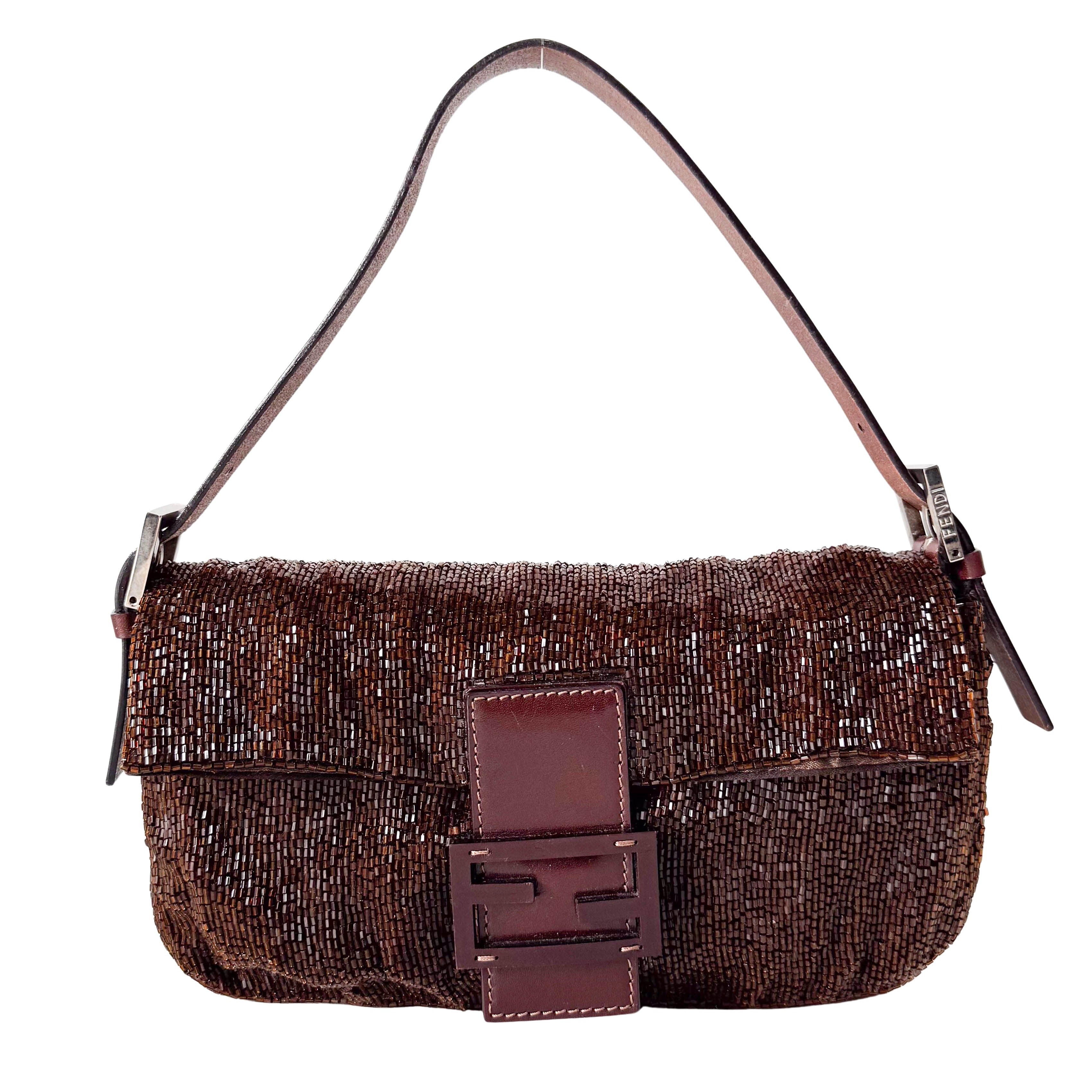 Baguette Bronze Beaded Shoulder Bag