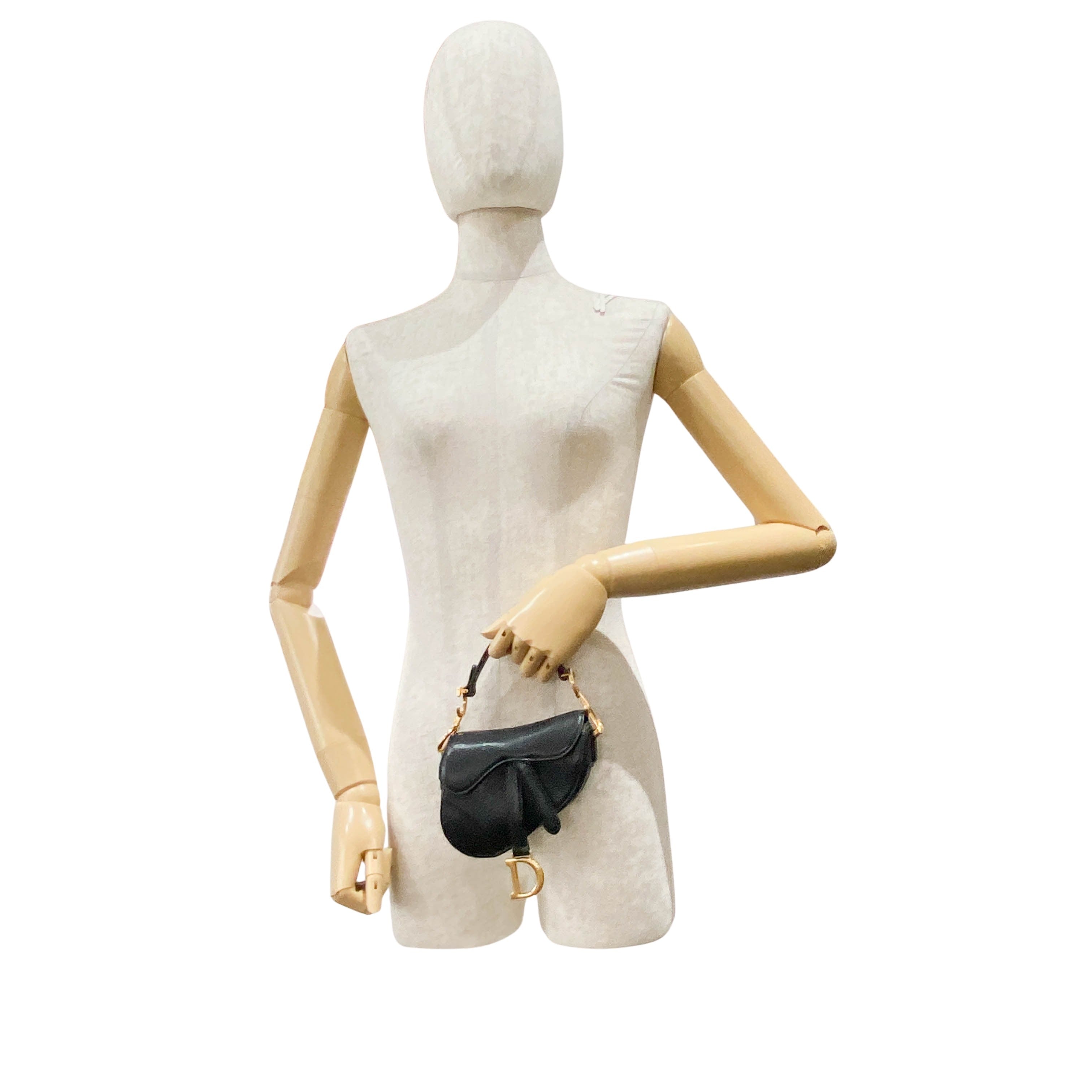 Saddle Nano Black Leather Mini Crossbody Bag