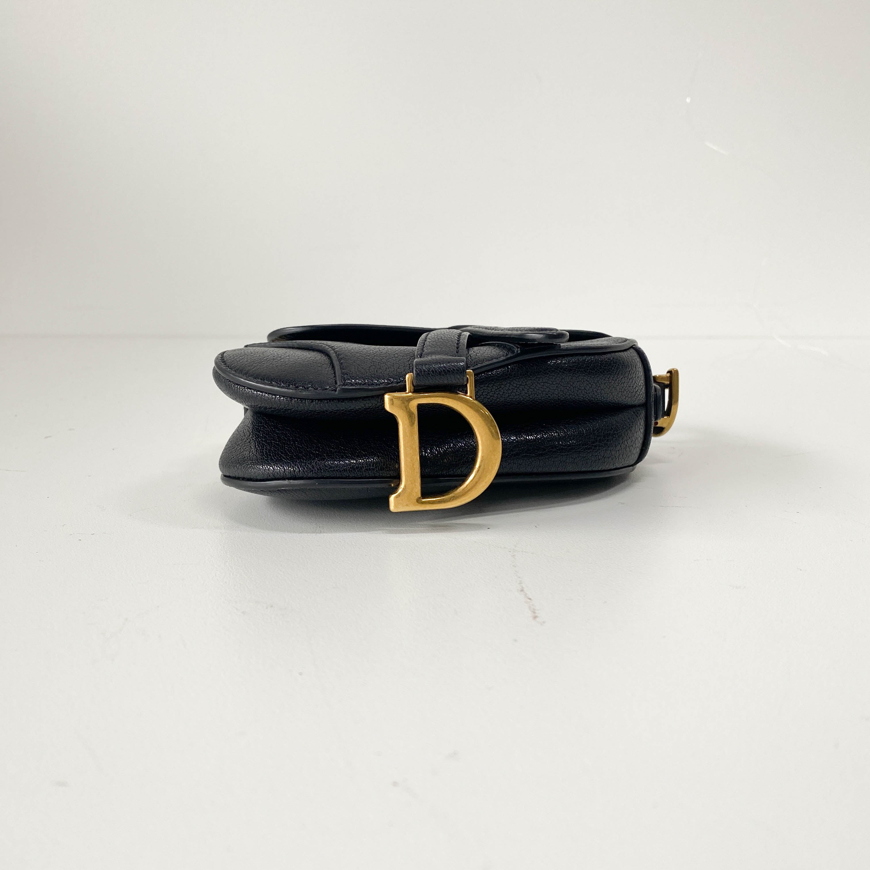 Saddle Nano Black Leather Mini Crossbody Bag