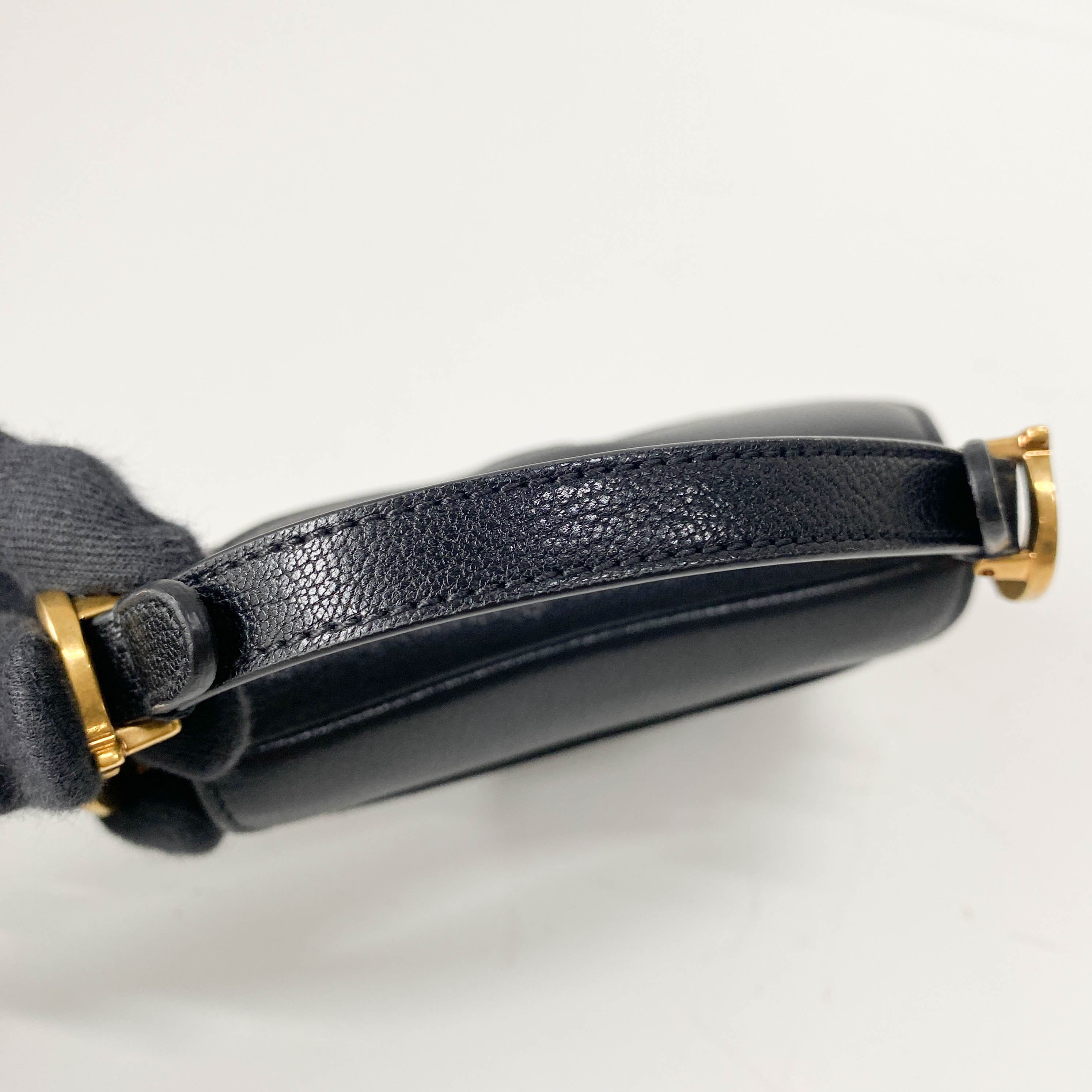 Saddle Nano Black Leather Mini Crossbody Bag