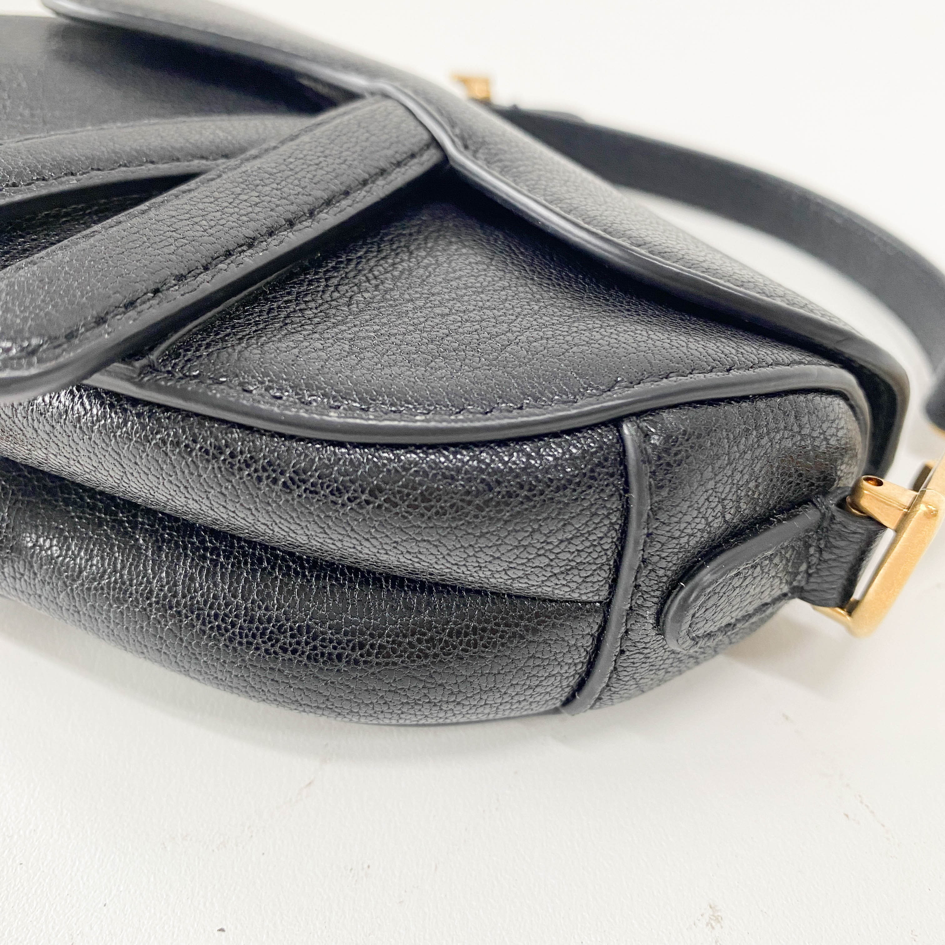 Saddle Nano Black Leather Mini Crossbody Bag