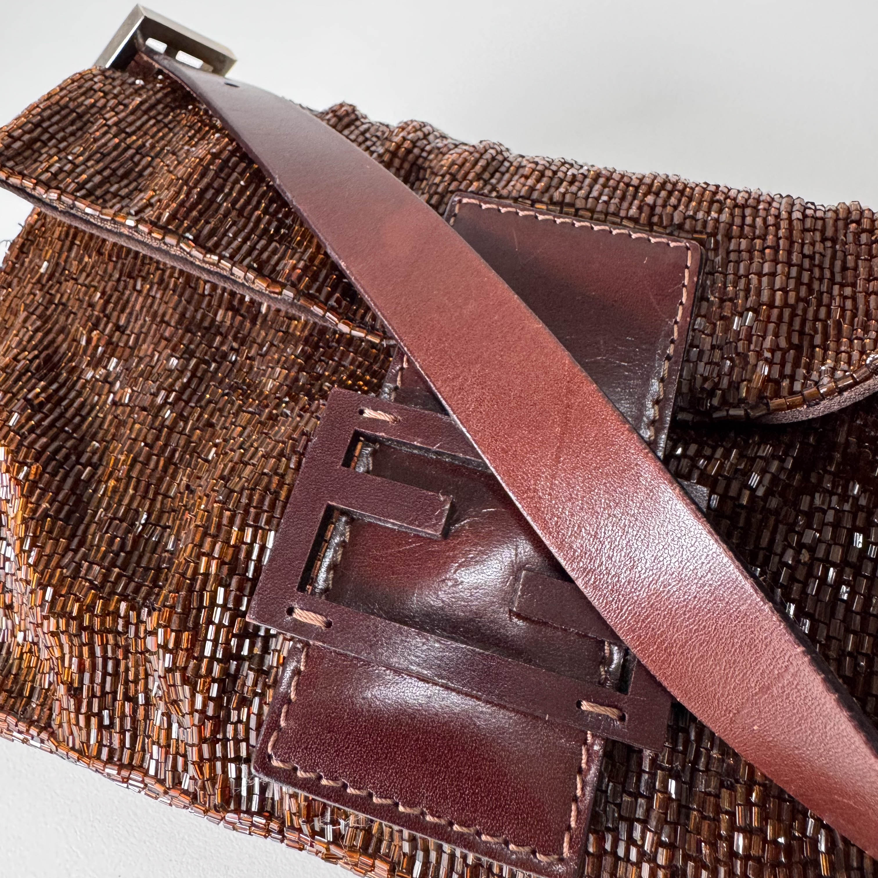 Baguette Bronze Beaded Shoulder Bag