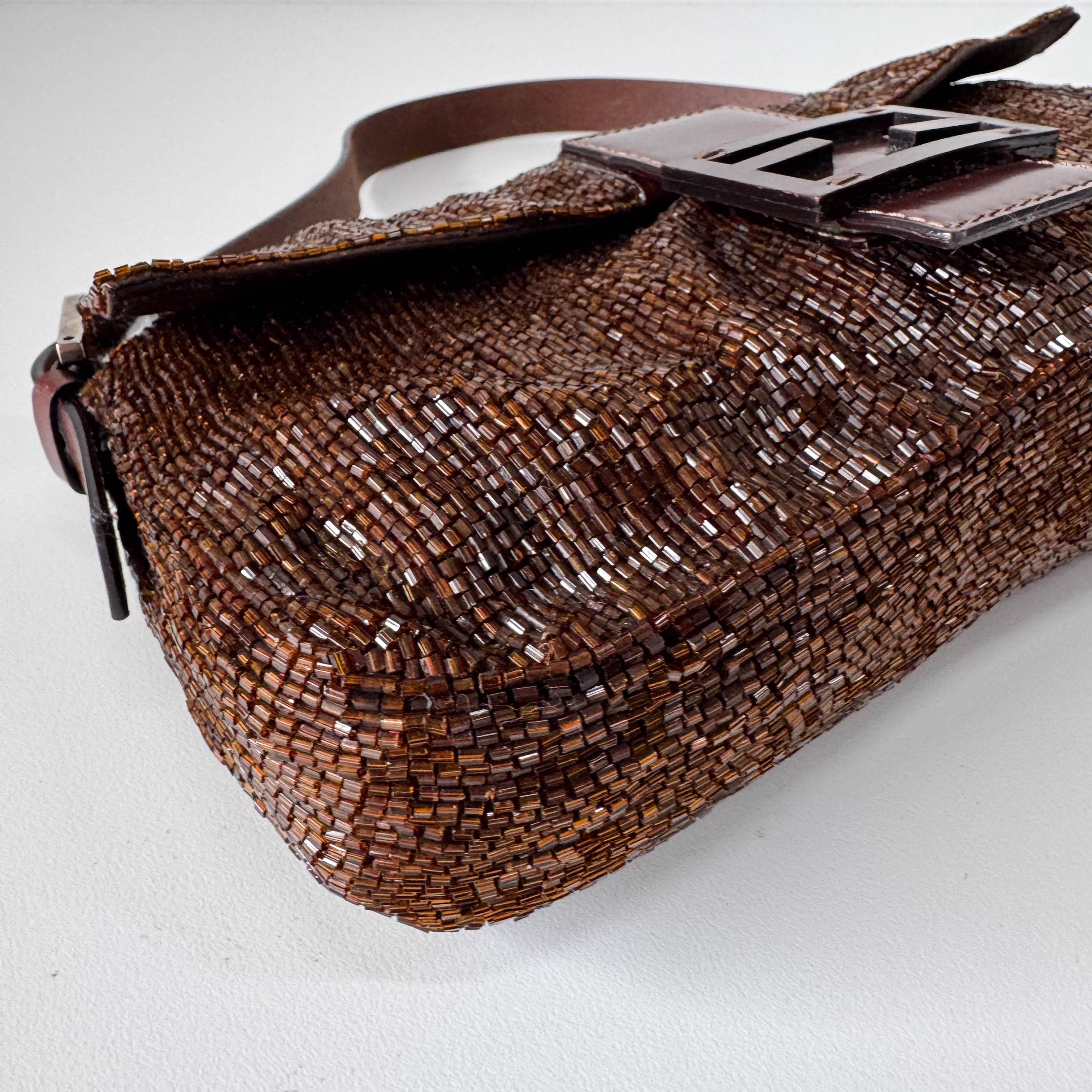 Baguette Bronze Beaded Shoulder Bag