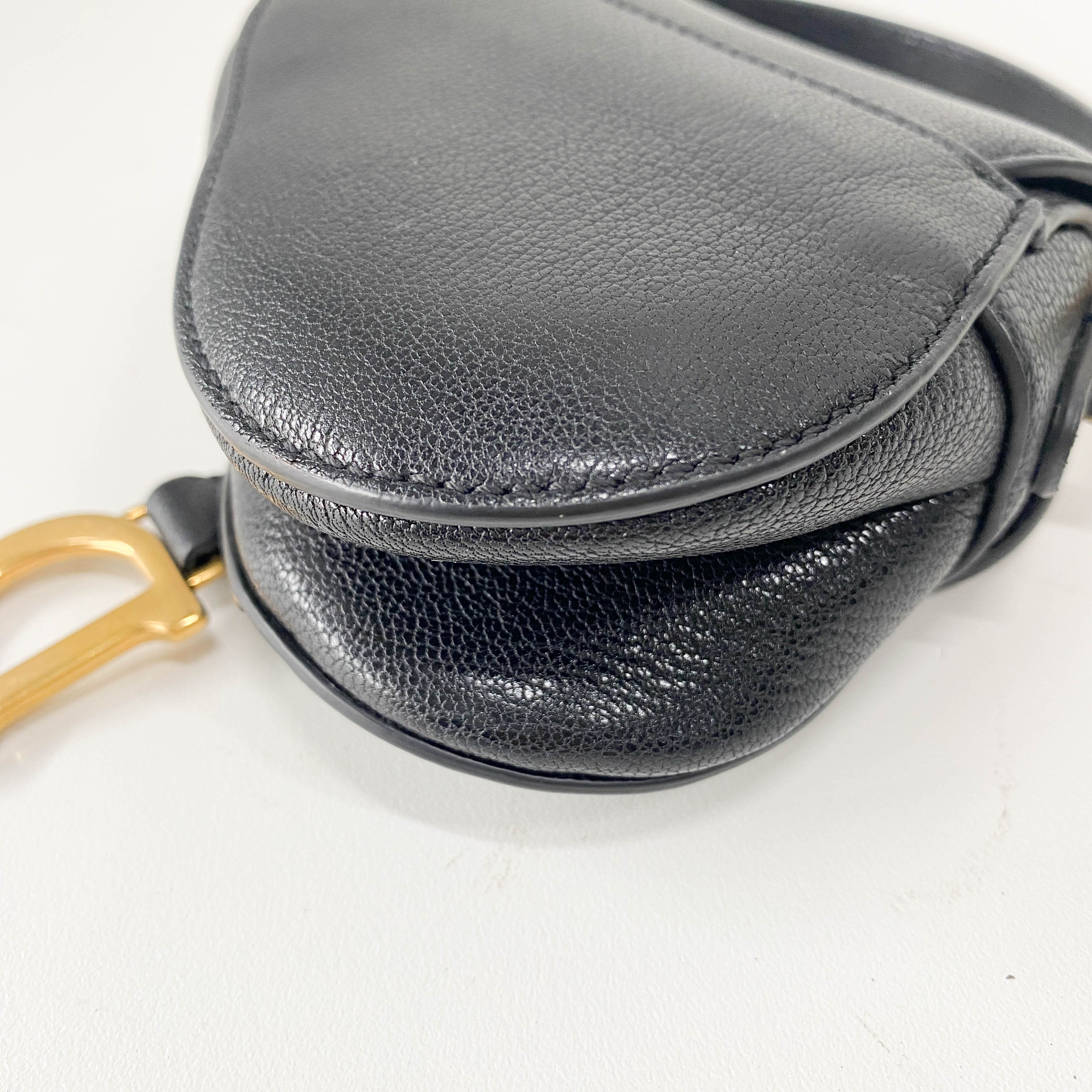 Saddle Nano Black Leather Mini Crossbody Bag
