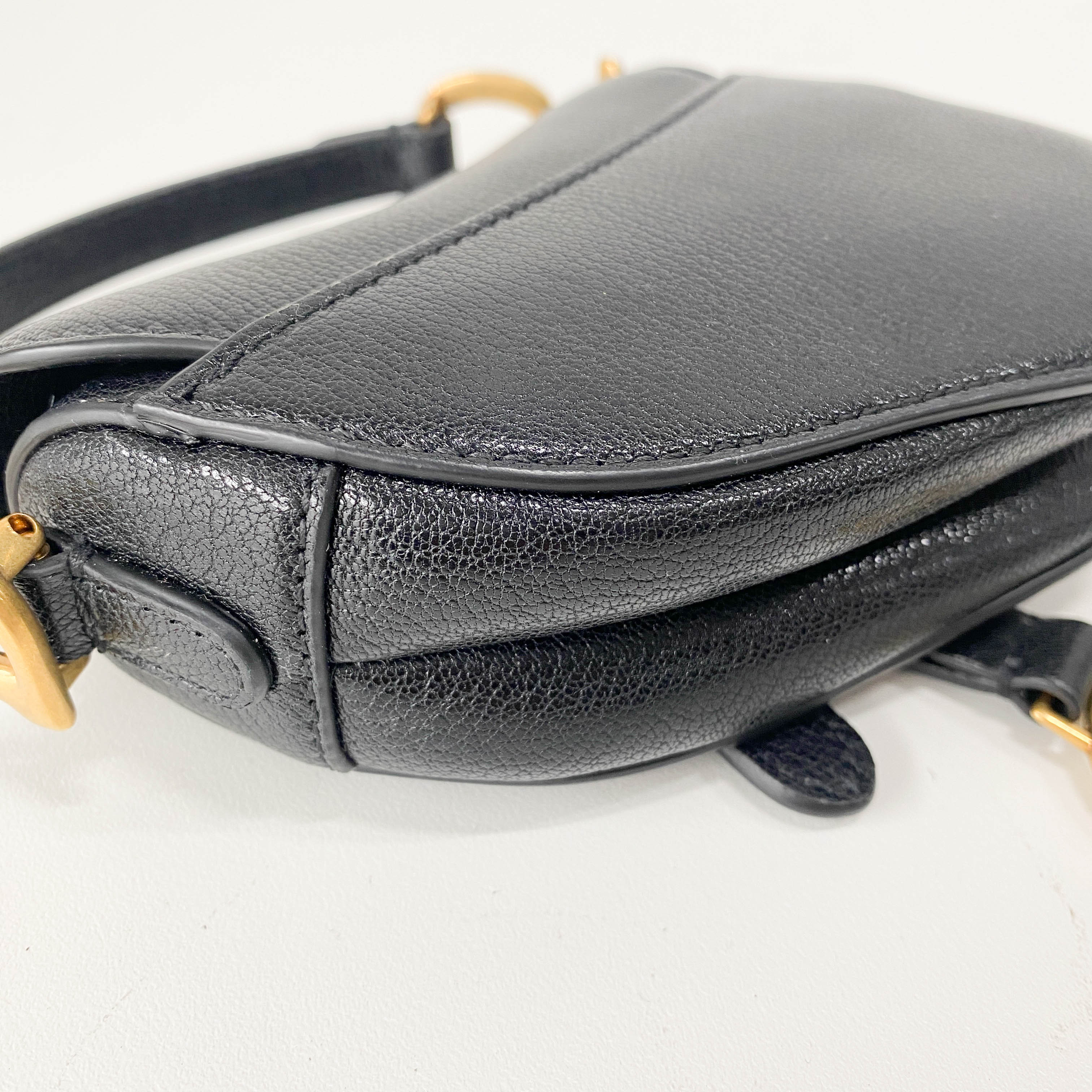 Saddle Nano Black Leather Mini Crossbody Bag