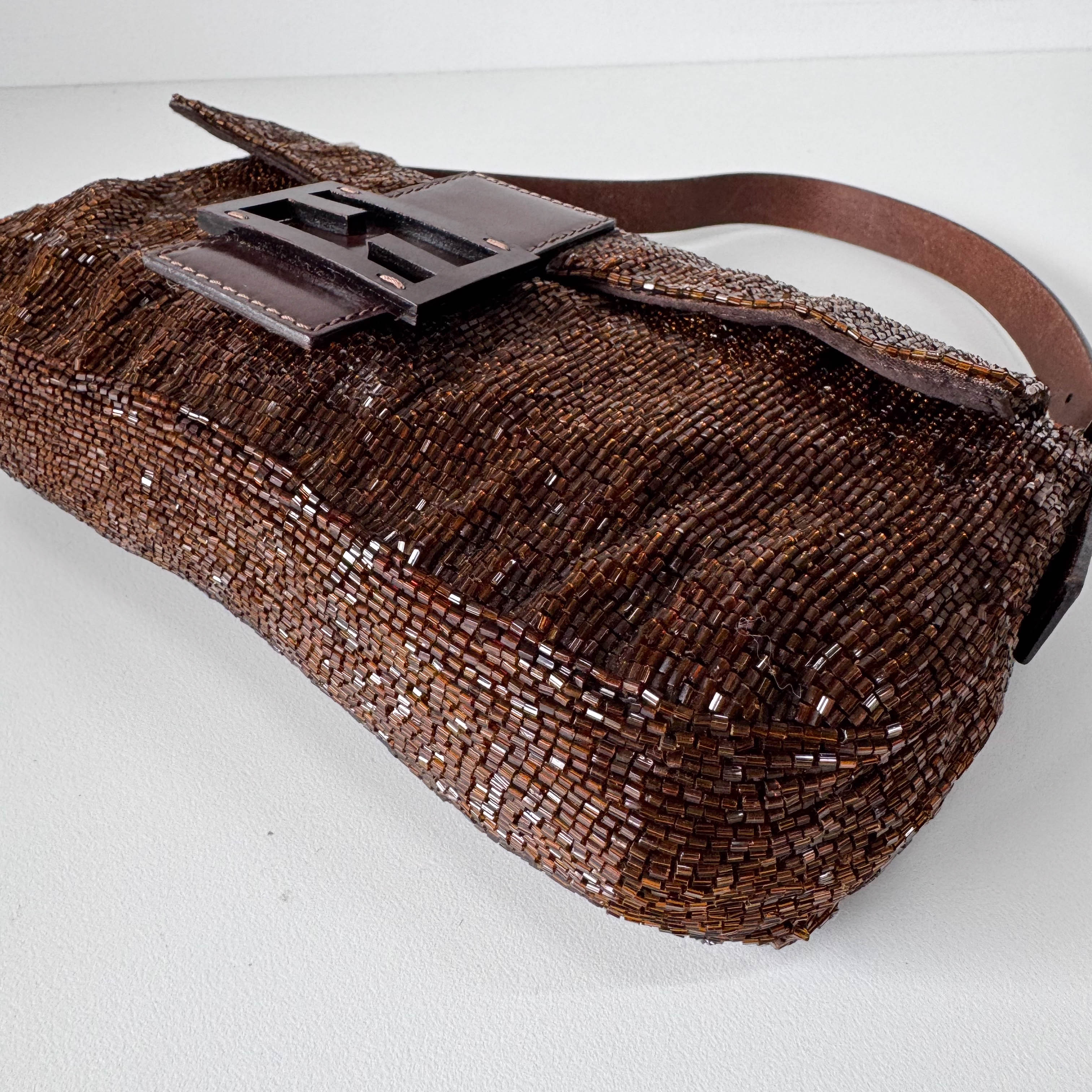 Baguette Bronze Beaded Shoulder Bag