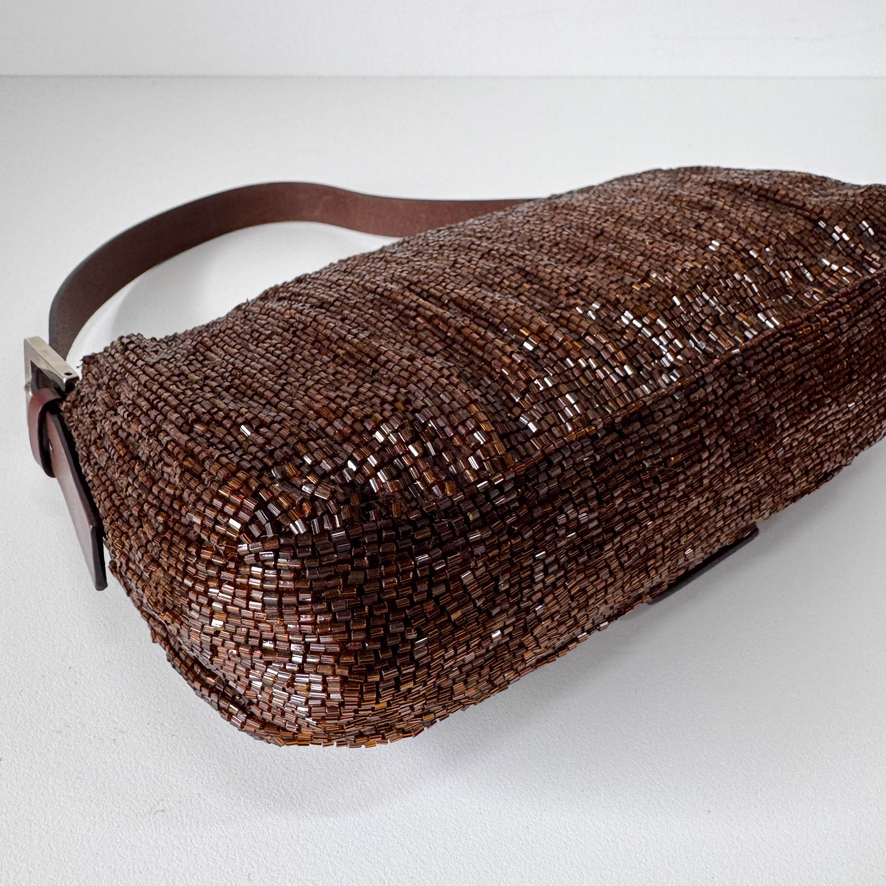 Baguette Bronze Beaded Shoulder Bag