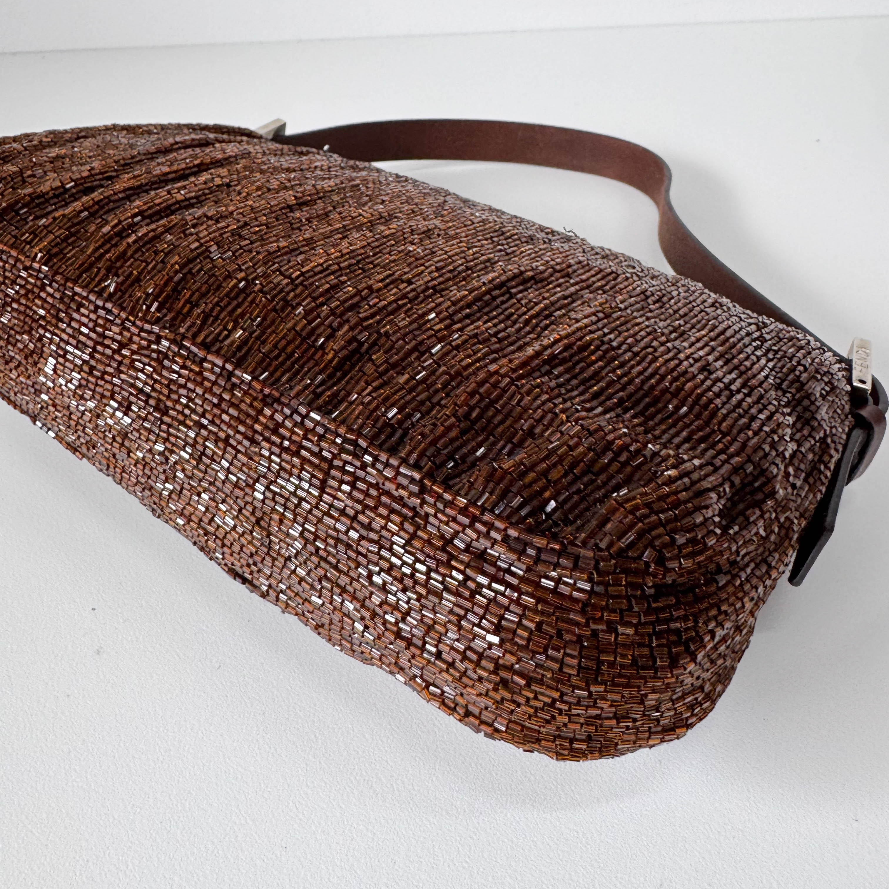 Baguette Bronze Beaded Shoulder Bag