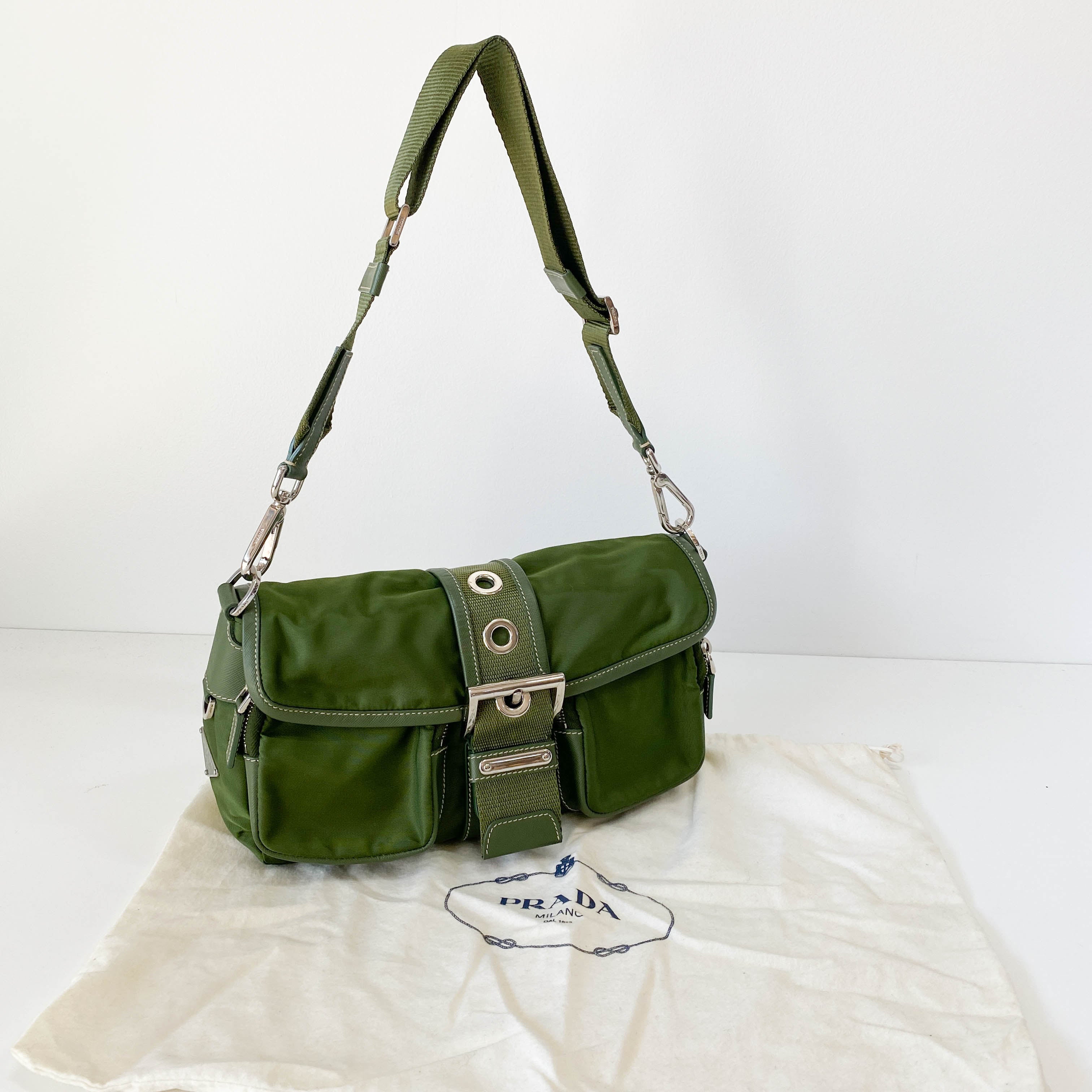 Nylon Belt Strap Green Bag