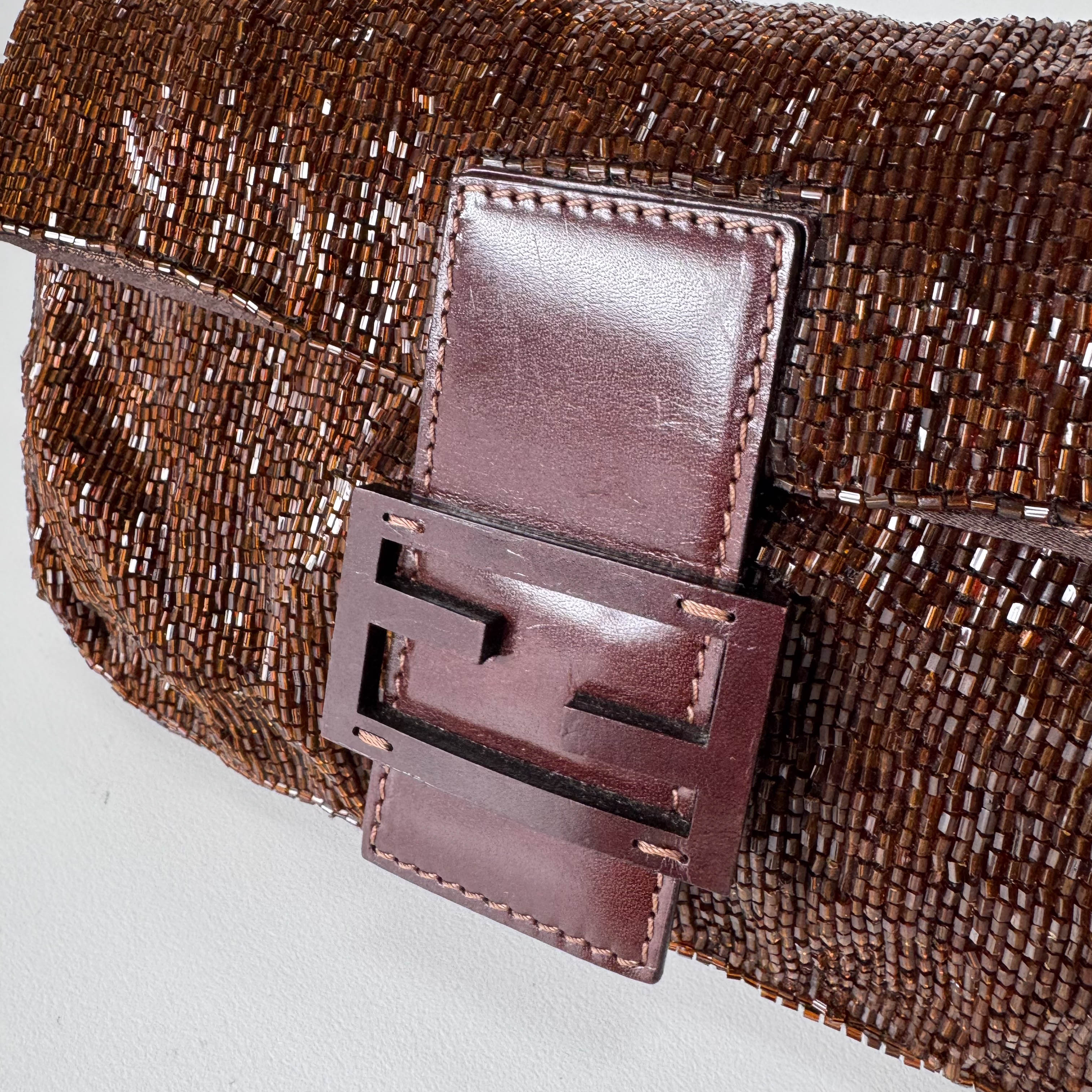 Baguette Bronze Beaded Shoulder Bag