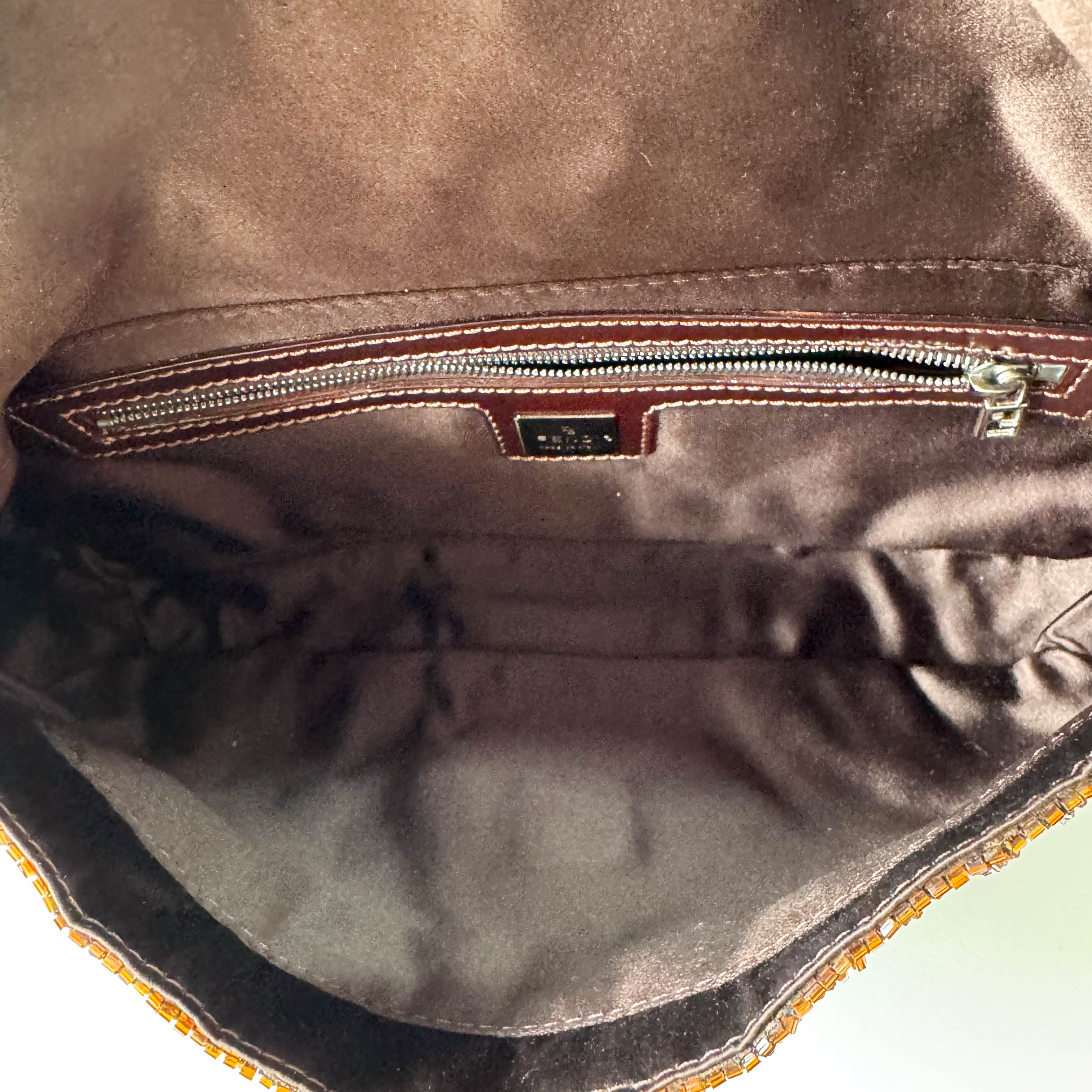 Baguette Bronze Beaded Shoulder Bag