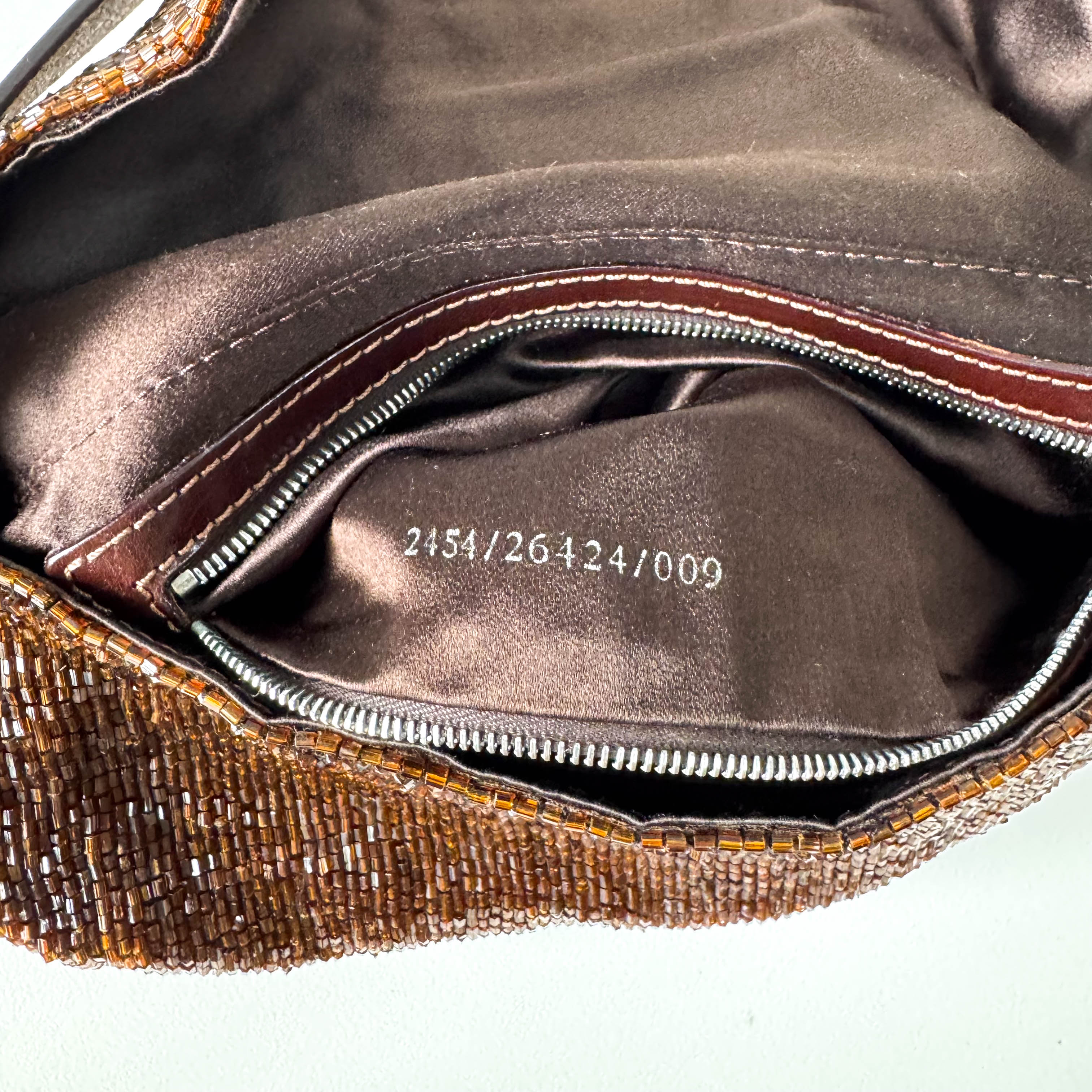 Baguette Bronze Beaded Shoulder Bag