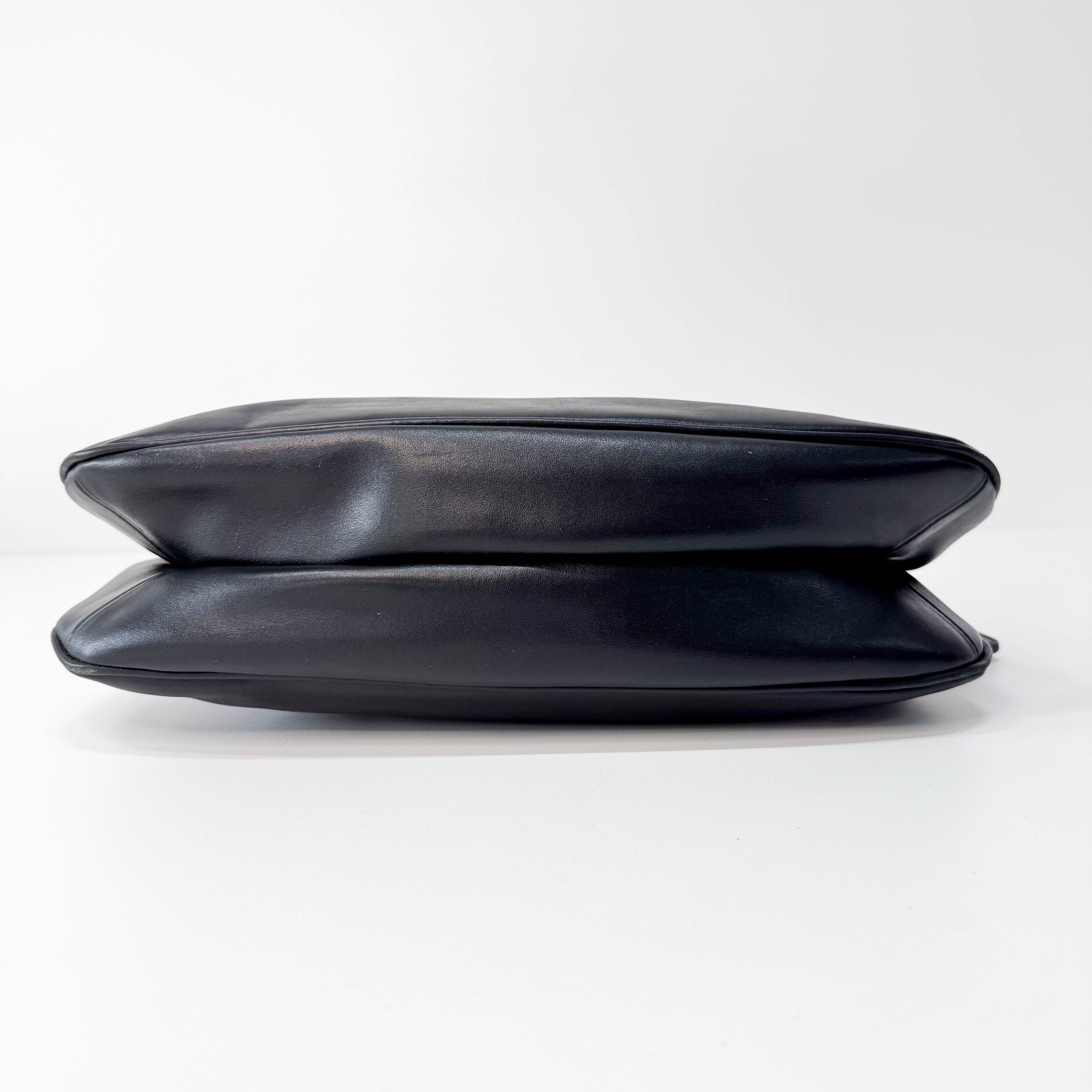 Black Leather Hobo Shoulder Bag