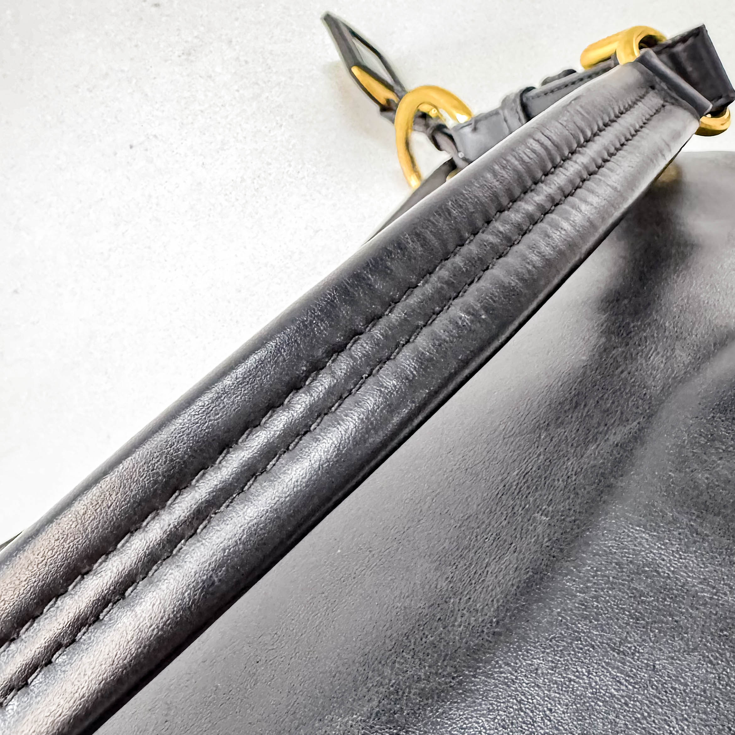 Black Leather Hobo Shoulder Bag