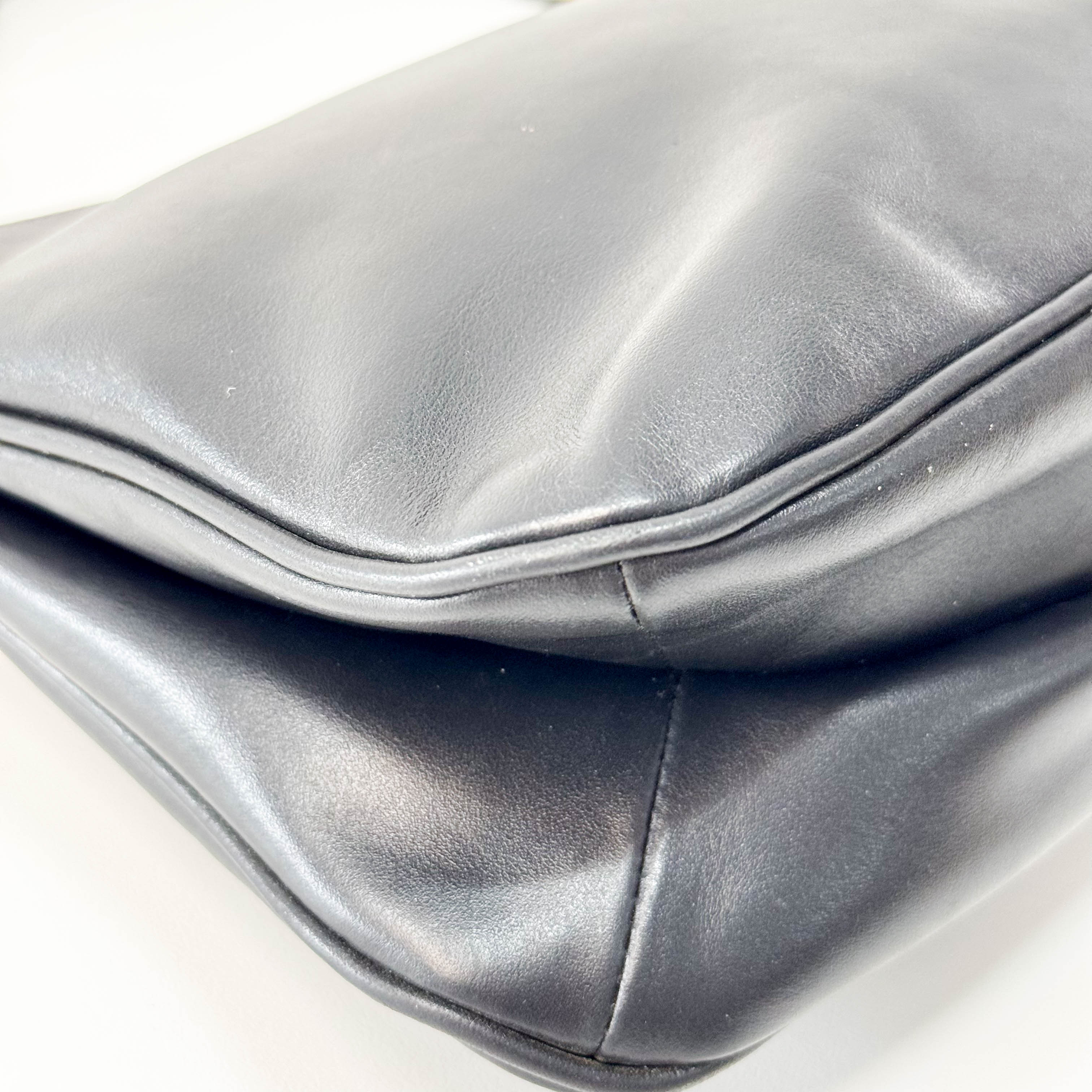 Black Leather Hobo Shoulder Bag